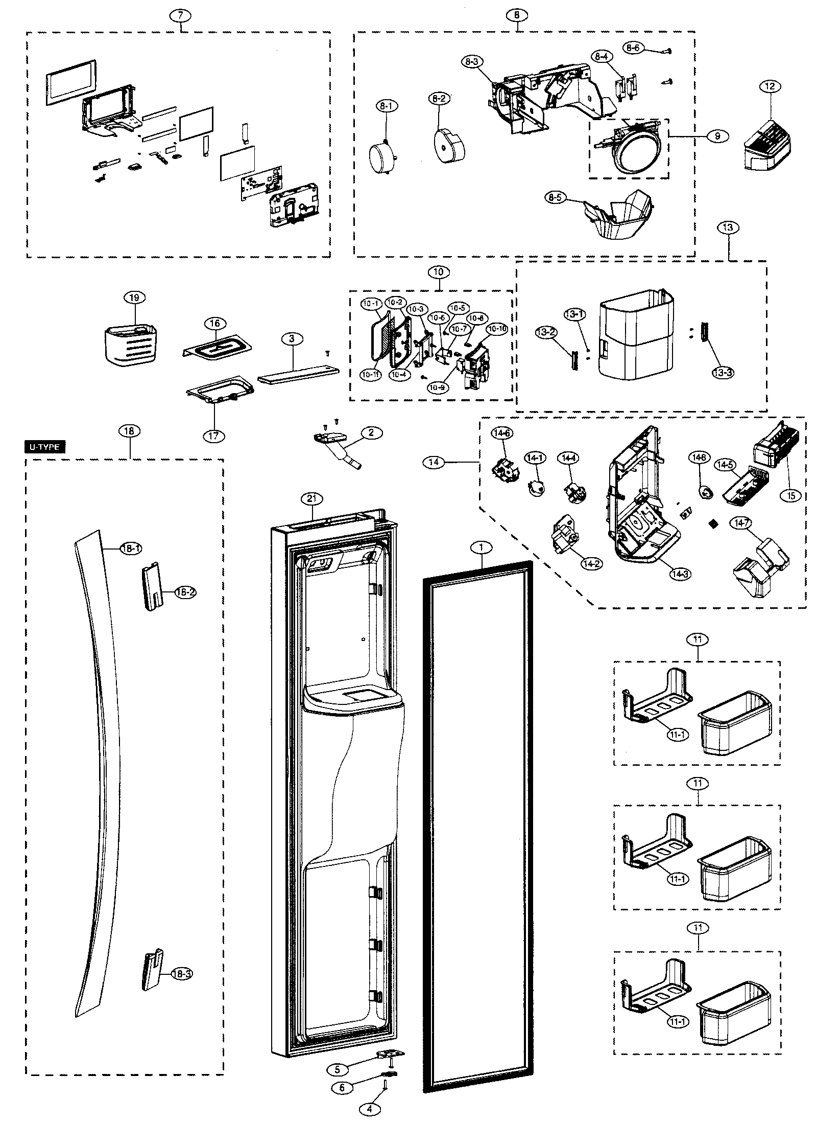 Kenmore Elite 40141003011 freezer door diagram