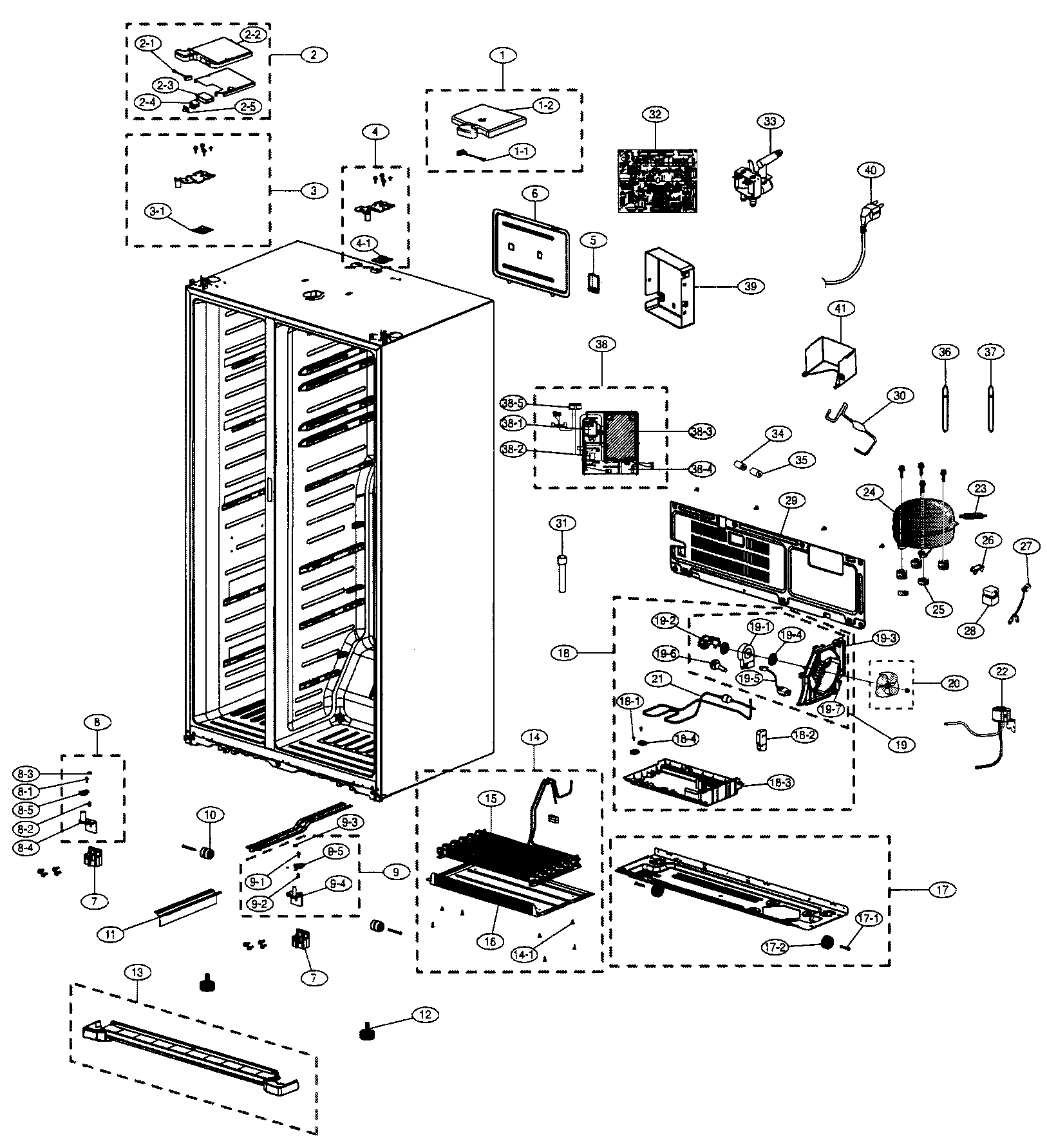 Kenmore Elite 40141009900 cabinet diagram