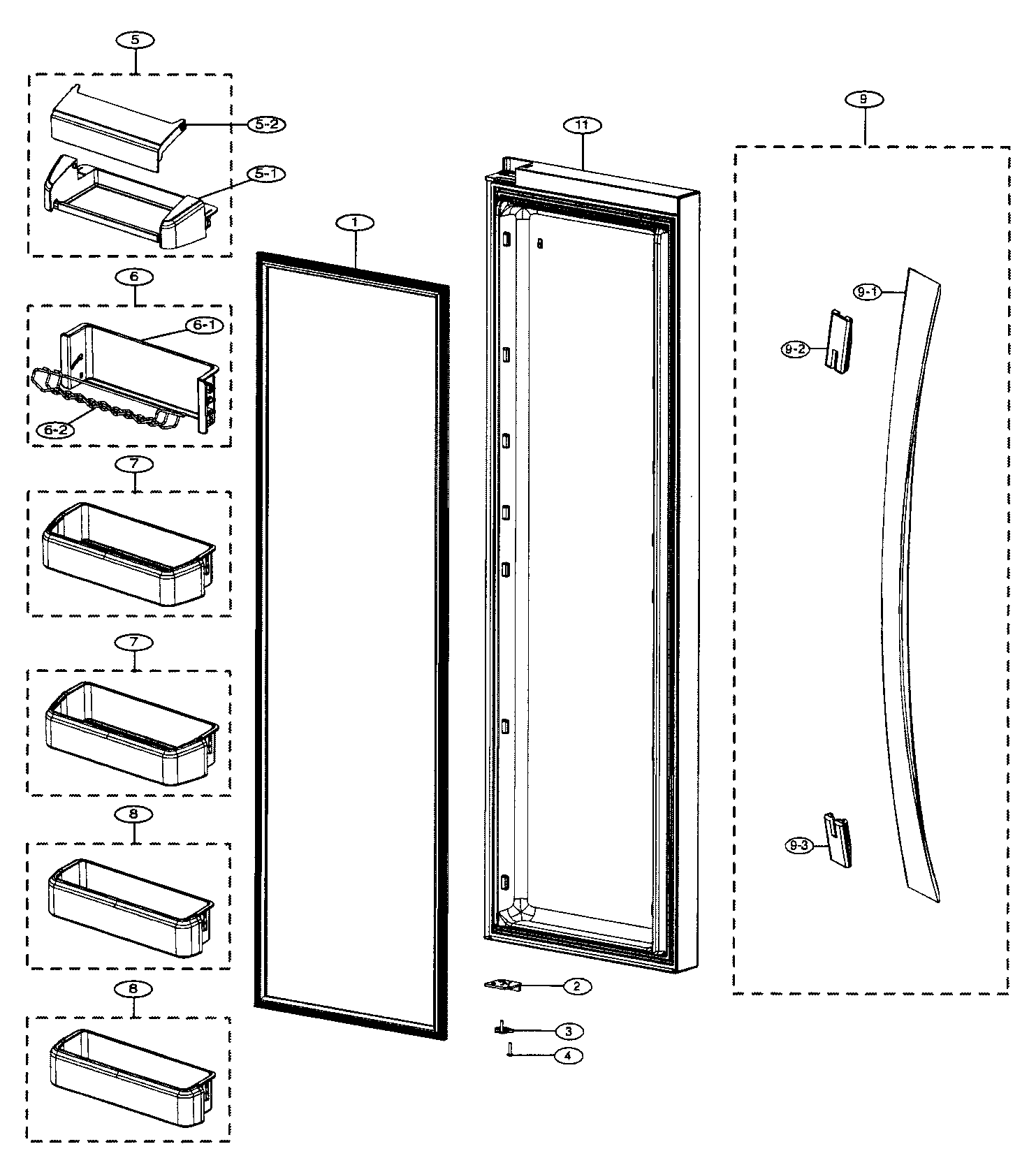 Kenmore Elite 40141009900 fridge door diagram