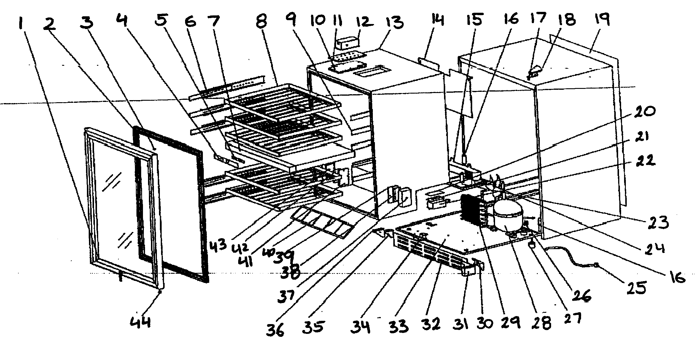 Vinotemp VT-45R wine cooler diagram