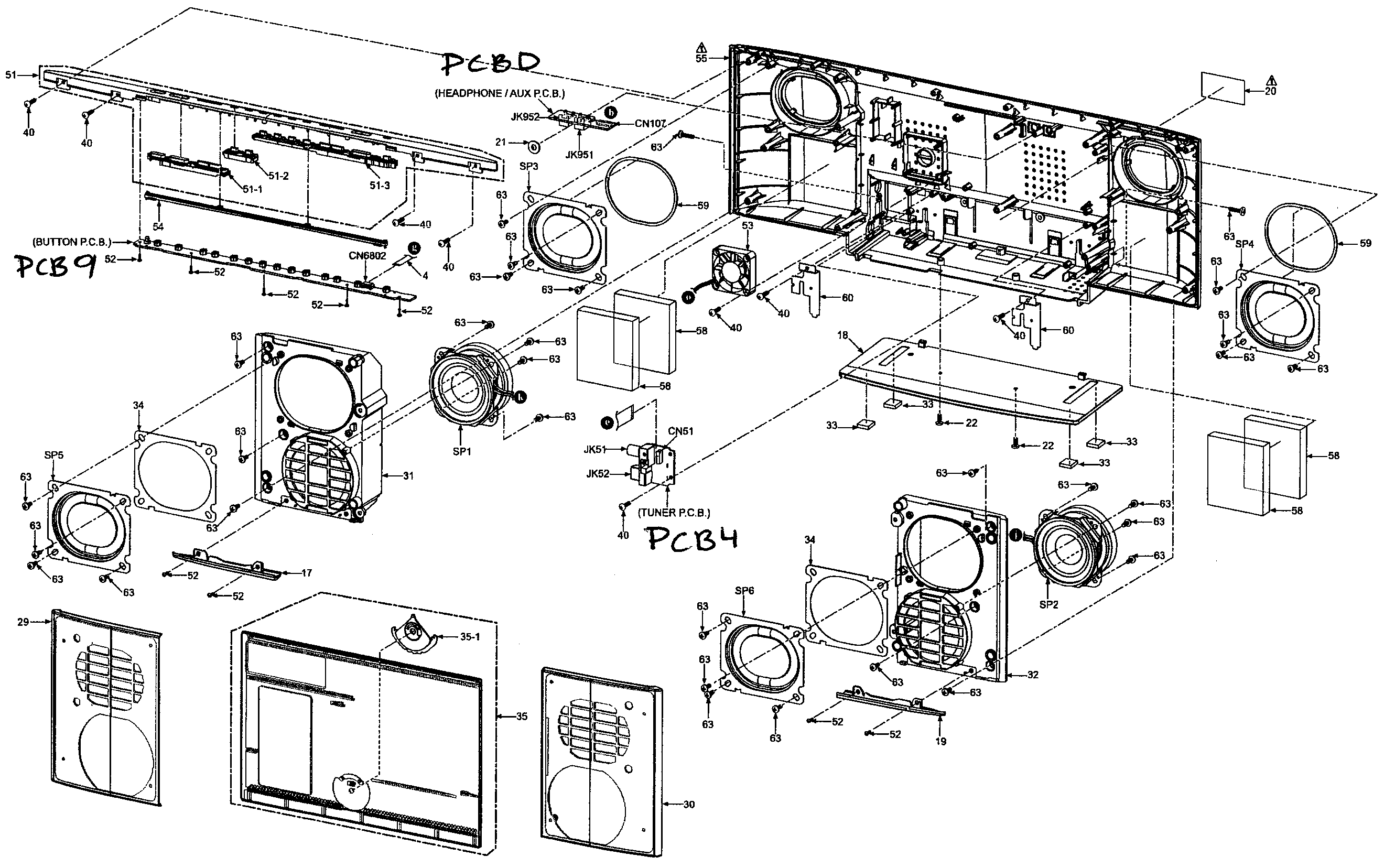 Panasonic SC-HC30P cabinet parts diagram