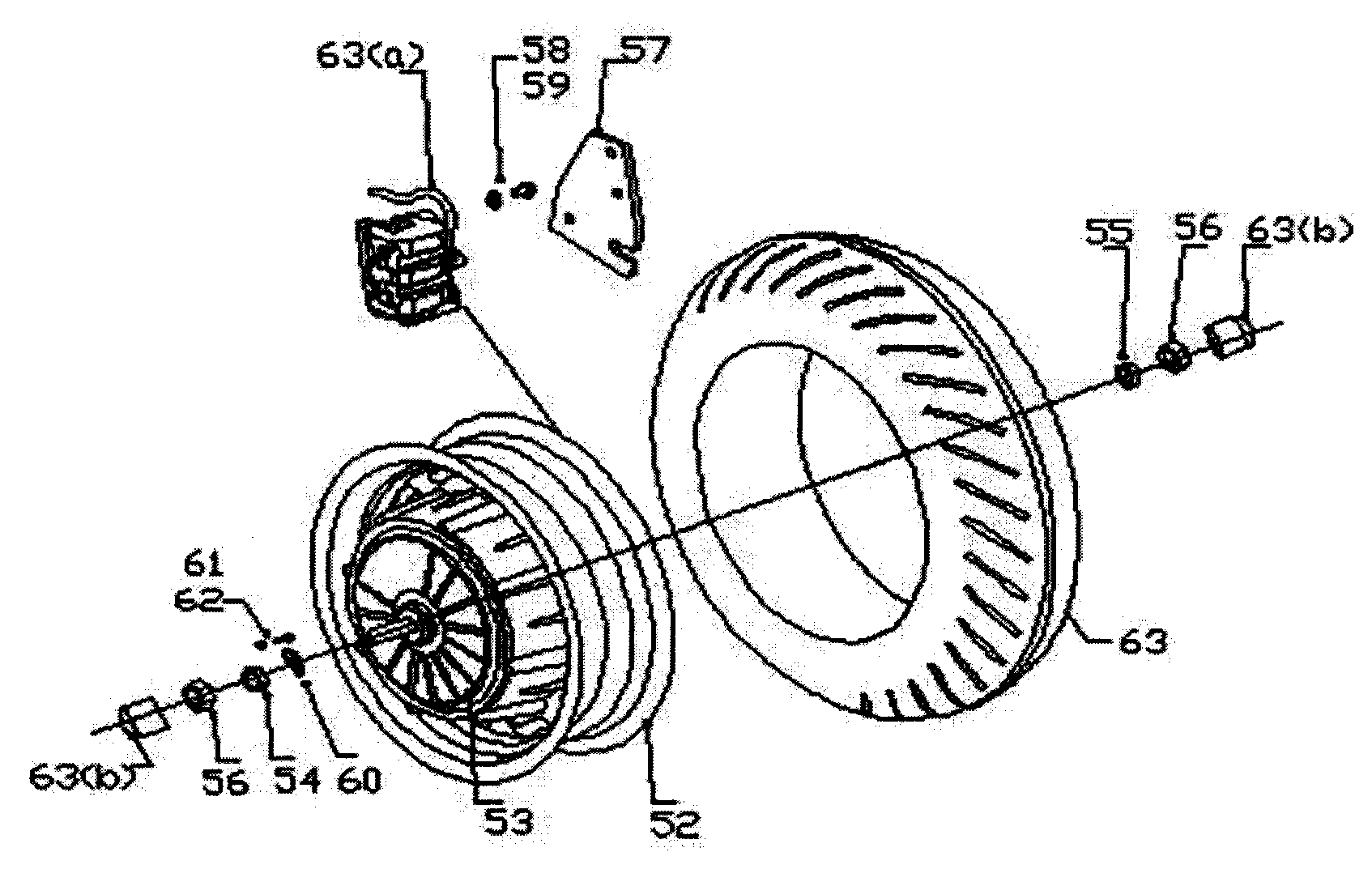 e-Moto EMVG3-SIL rear wheel diagram