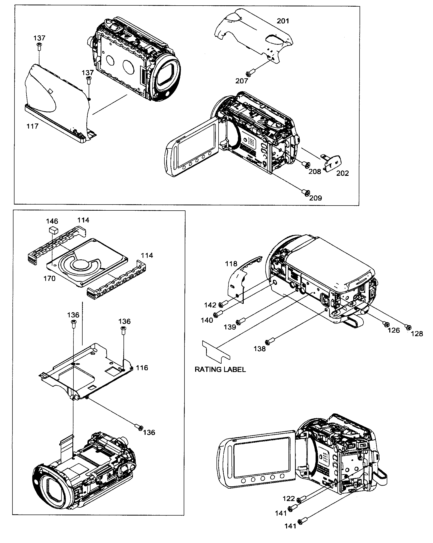JVC GZ-HD500BUS cabinet parts1 diagram