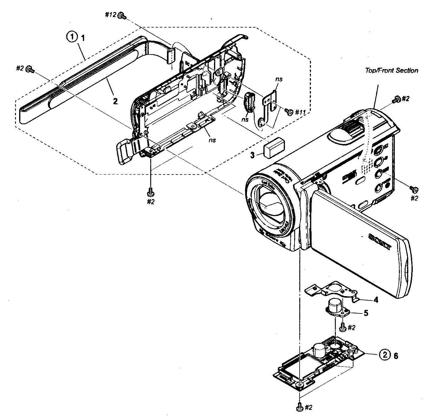 Sony HDR-CX150 left section diagram