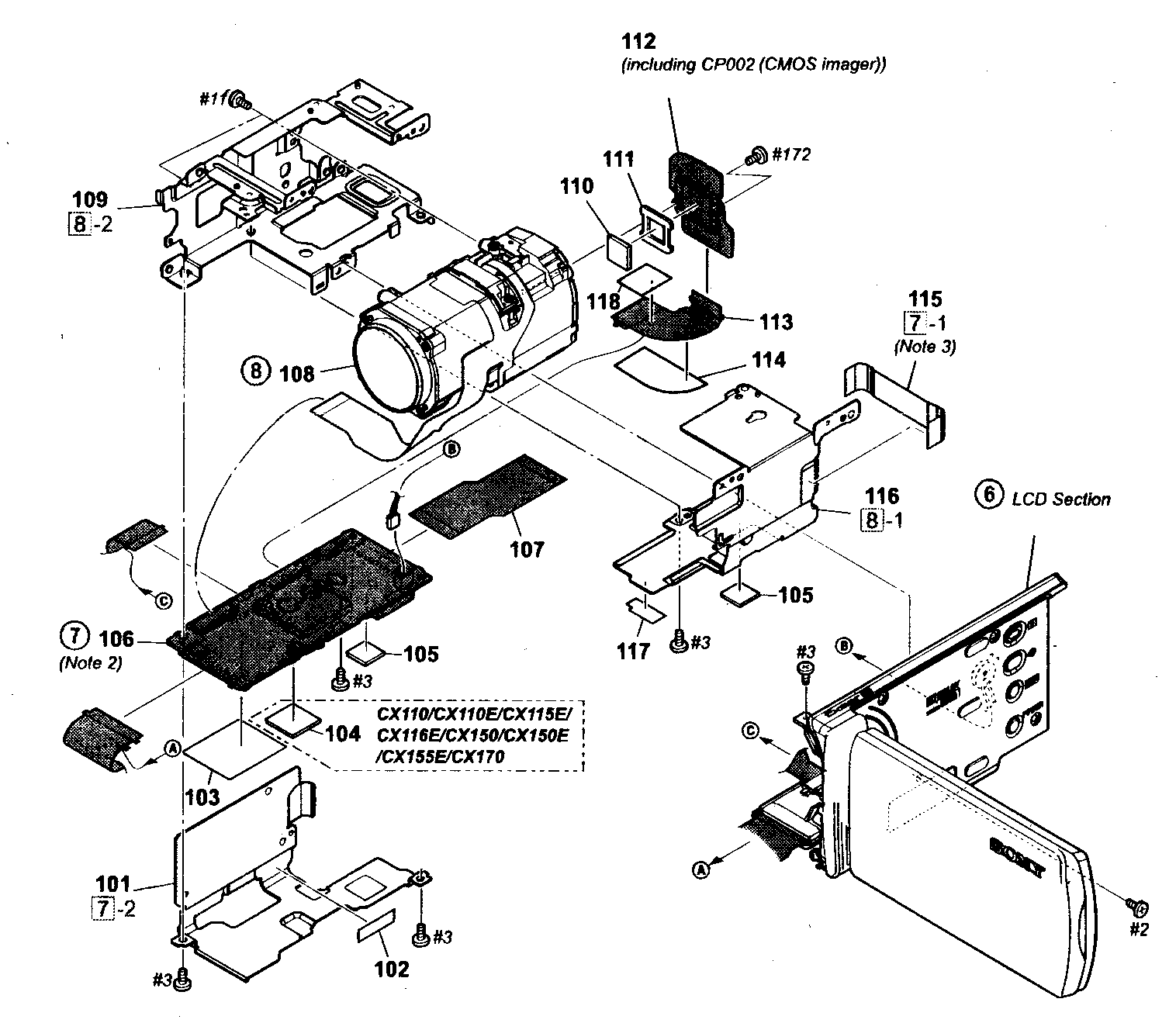 Sony HDR-CX150 main section diagram