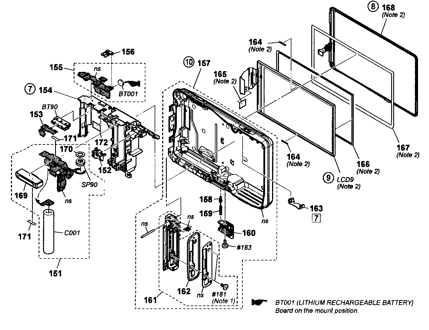 Sony DSC-TX5B rear assy diagram