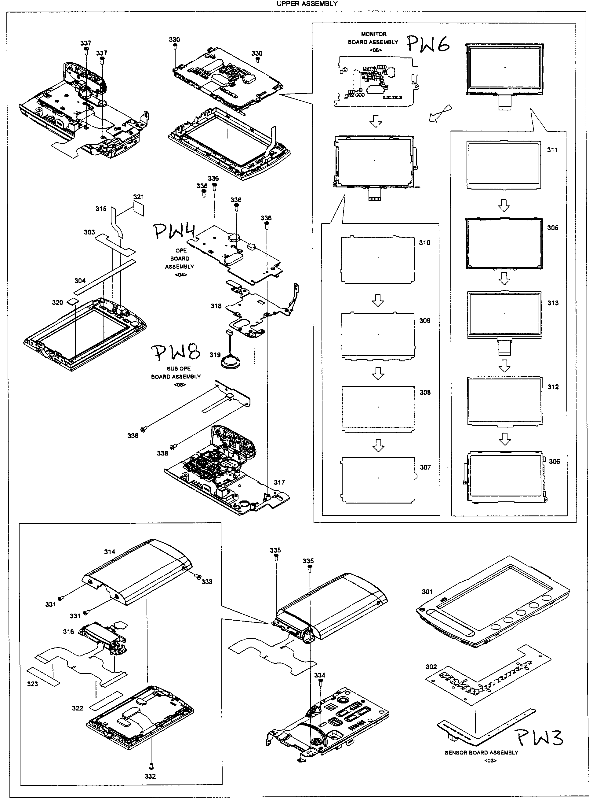 JVC GZ-HM1SUS lcd assy diagram