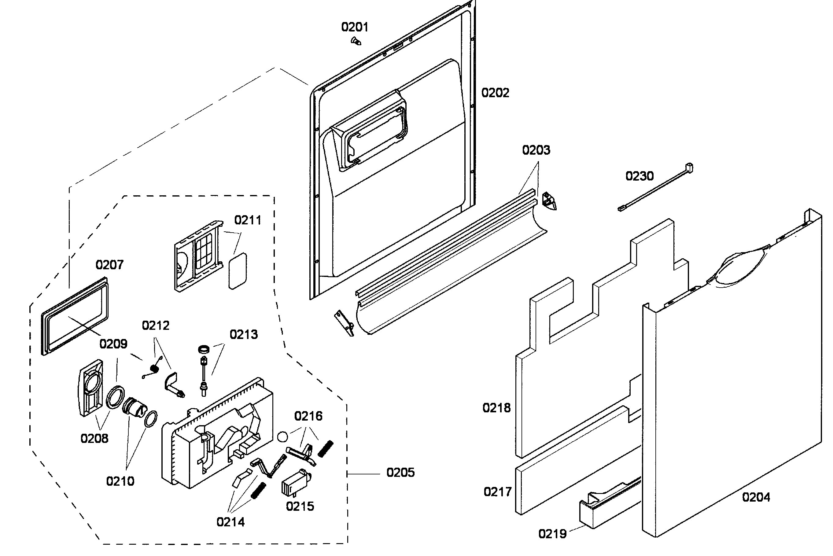 Bosch SHE33P05UC/59 door assy diagram