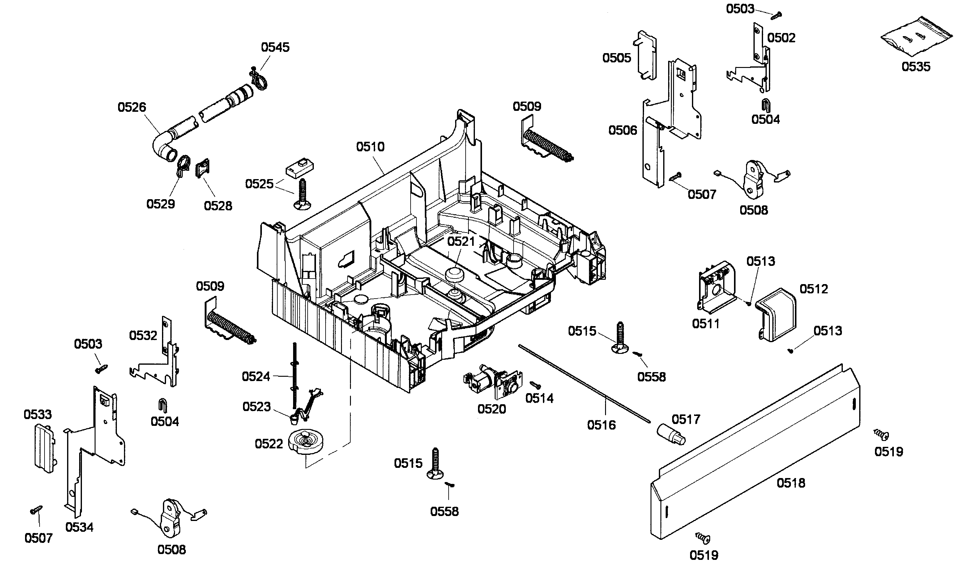 Bosch SHE33P05UC/59 base assy diagram