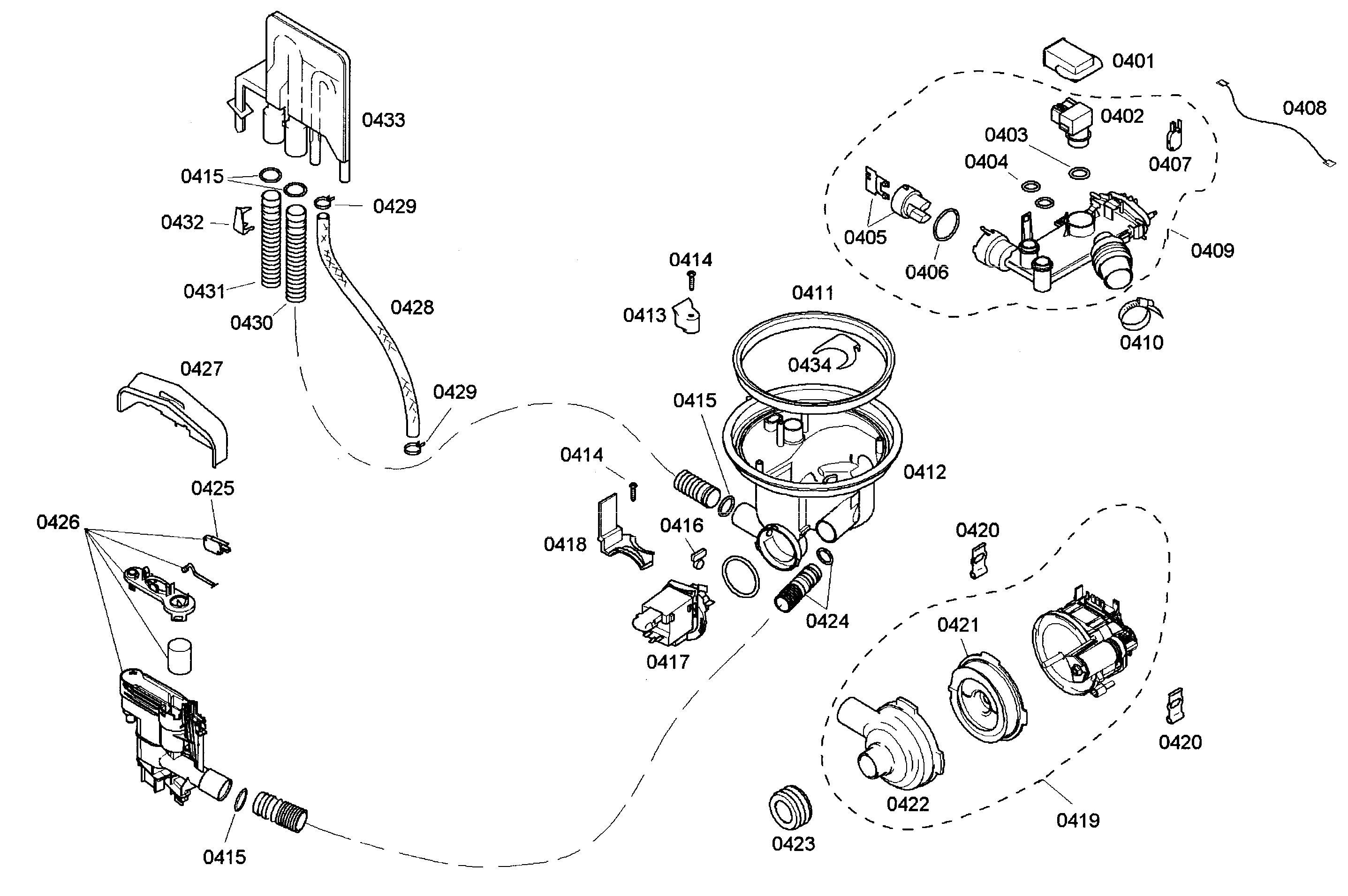 Bosch SHE42L12UC/38 pump assy diagram