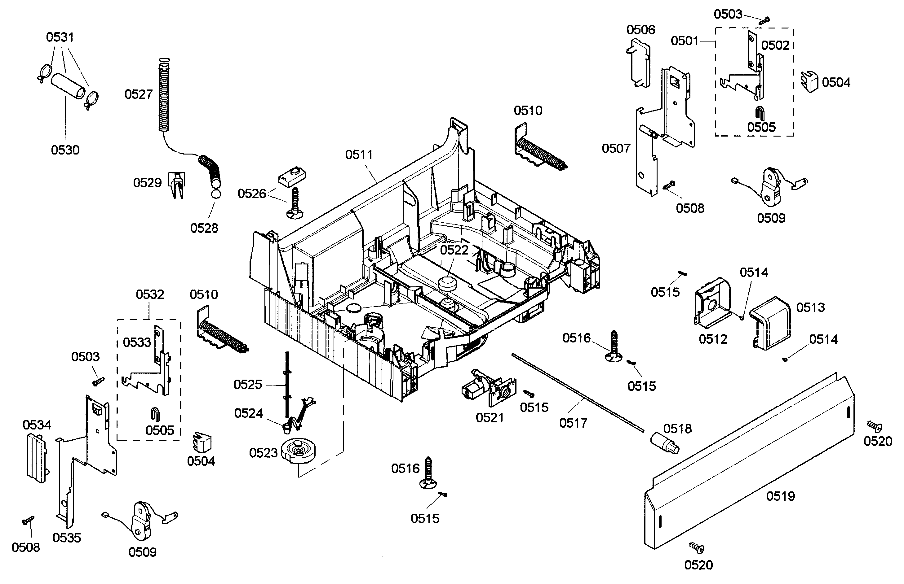 Bosch SHE42L12UC/38 base assy diagram