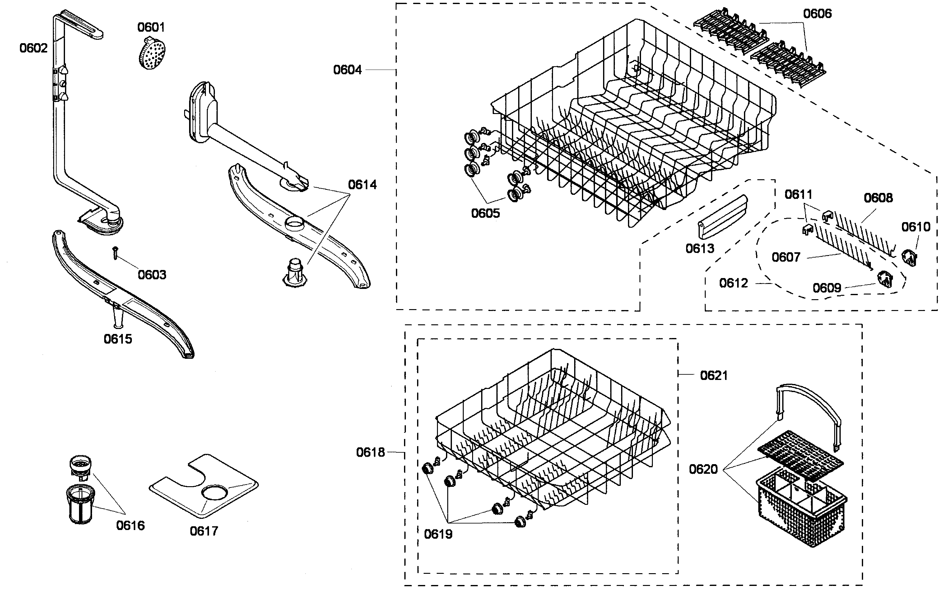 Bosch SHE43F02UC/52 baskets diagram