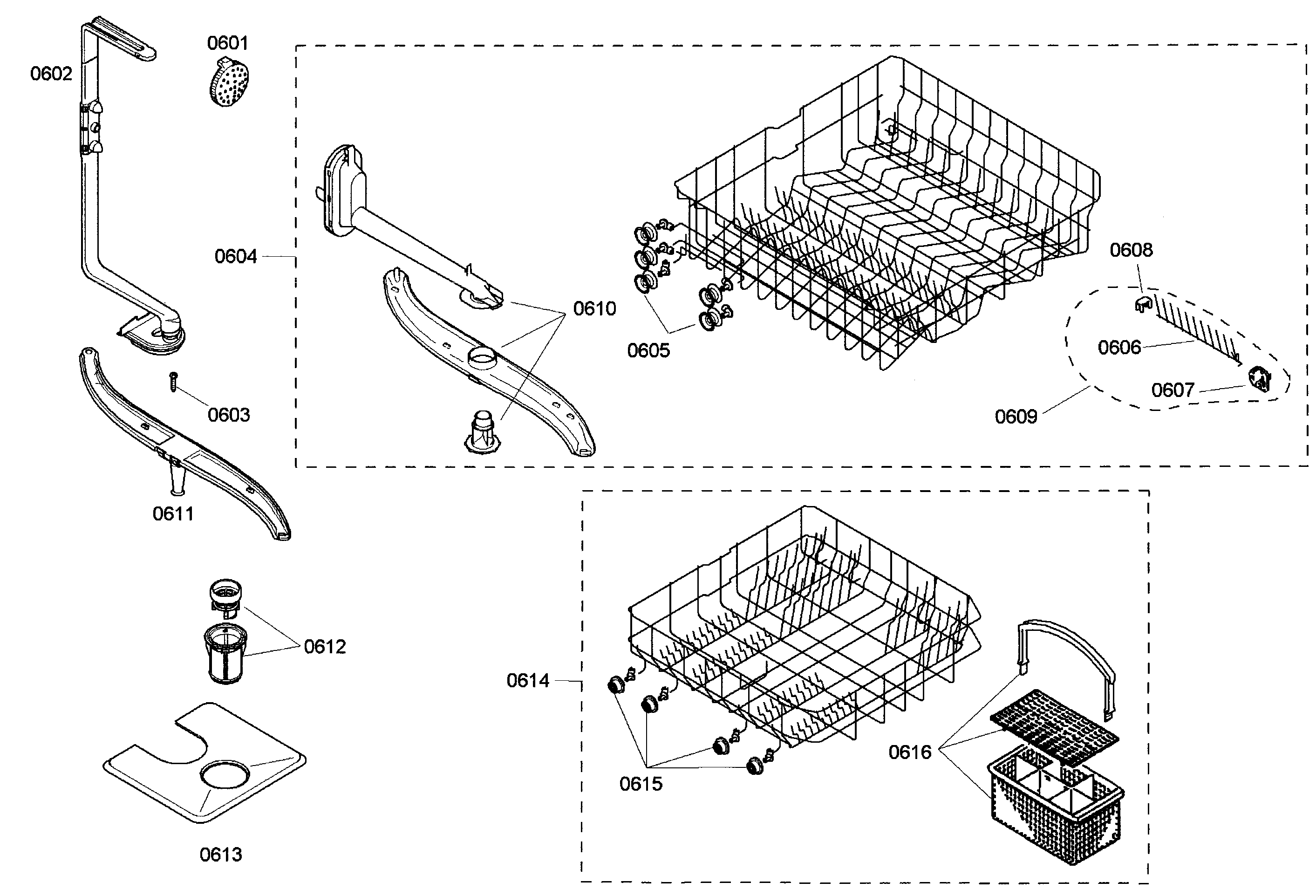 Bosch SHE42L15UC/23 baskets diagram