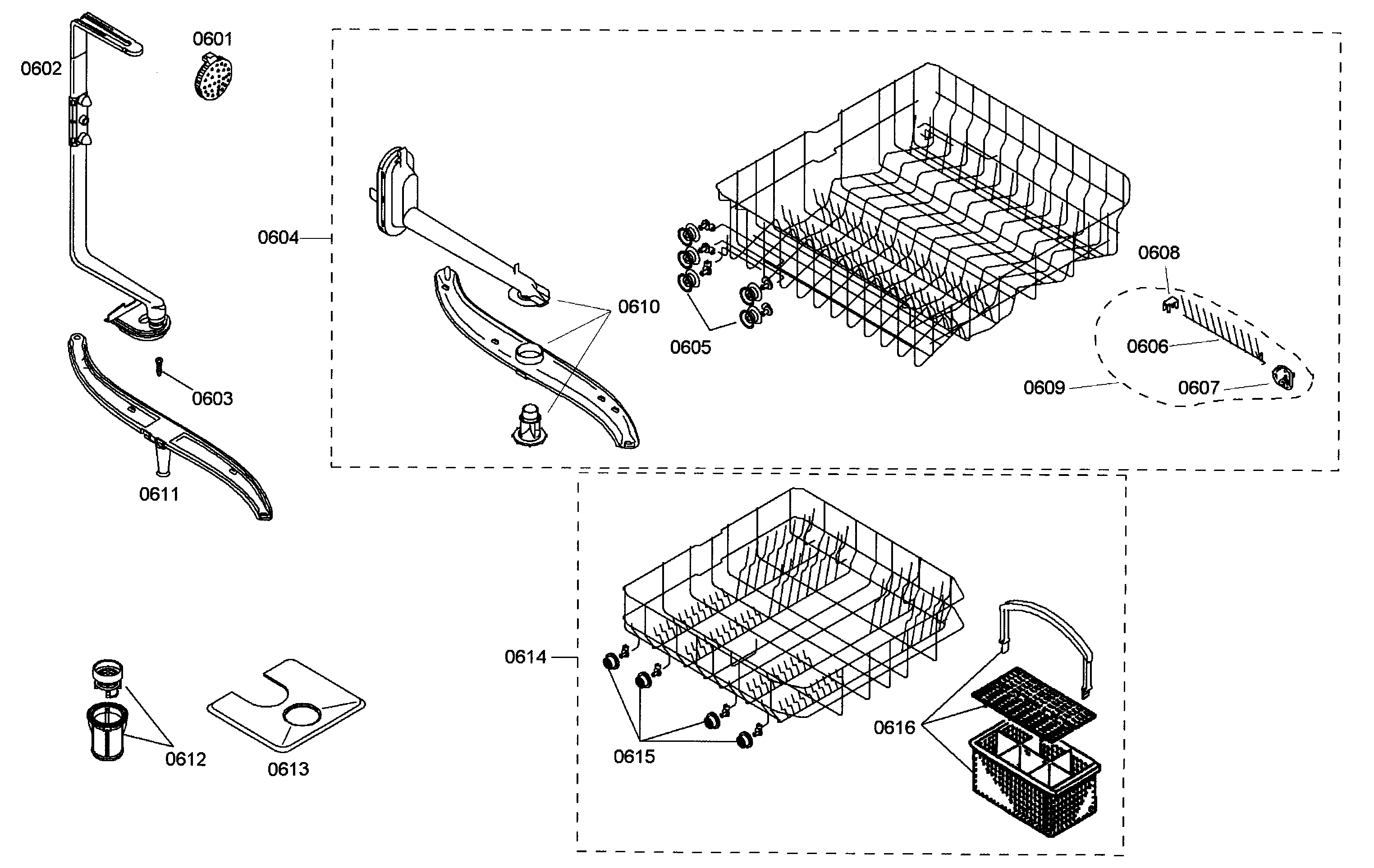 Bosch SHE42L15UC/40 baskets diagram