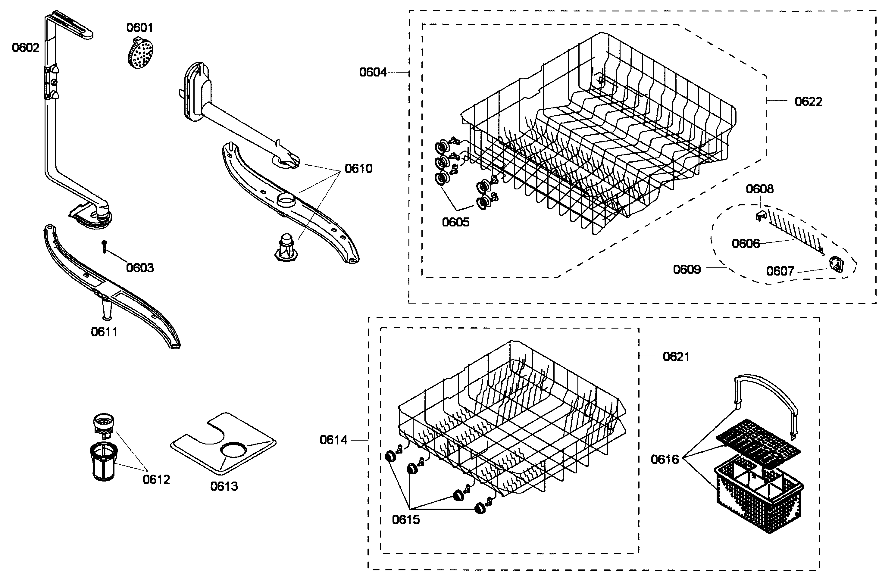 Bosch SHE42L15UC/53 baskets diagram