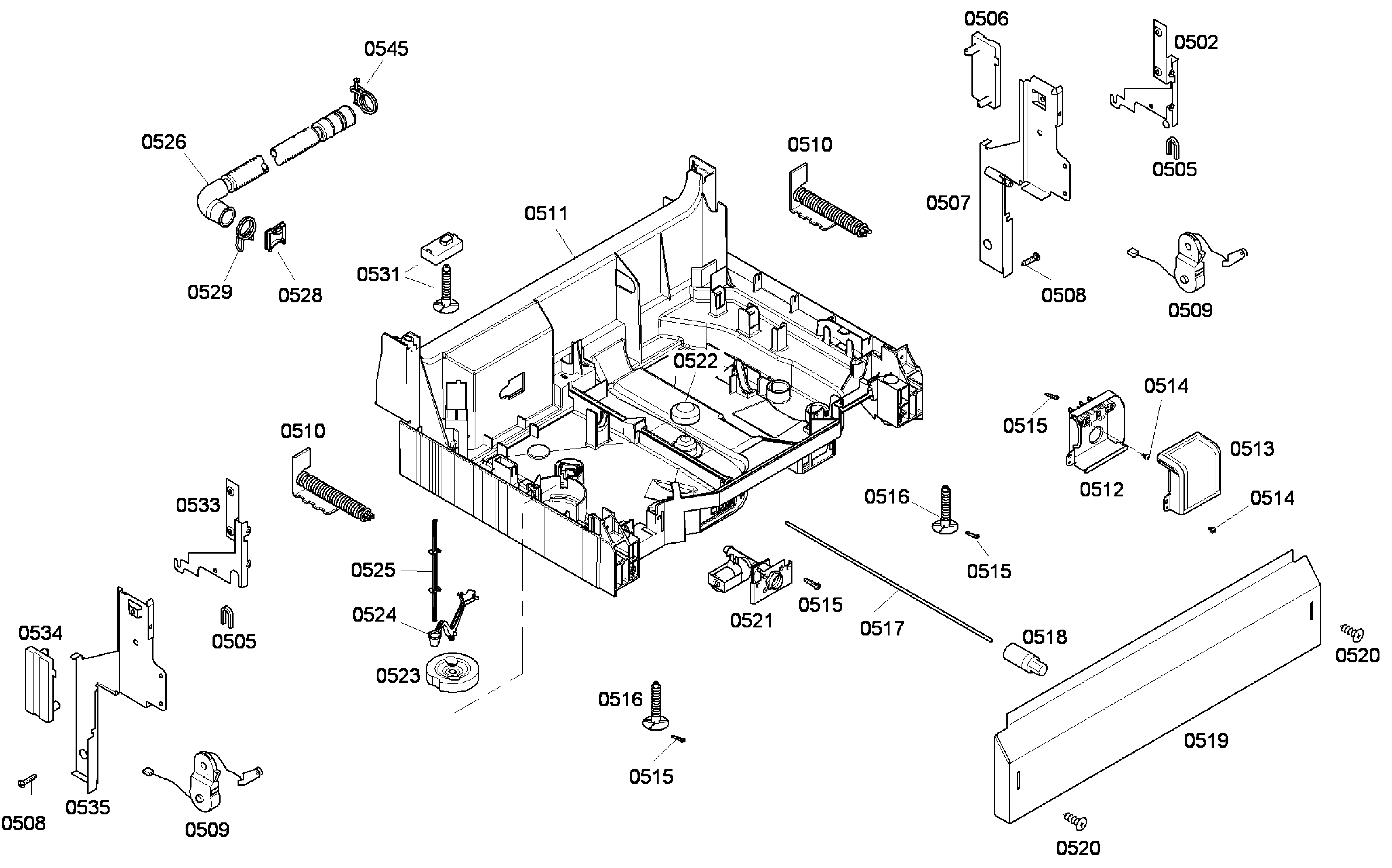 Bosch SHE43F05UC/52 base assy diagram
