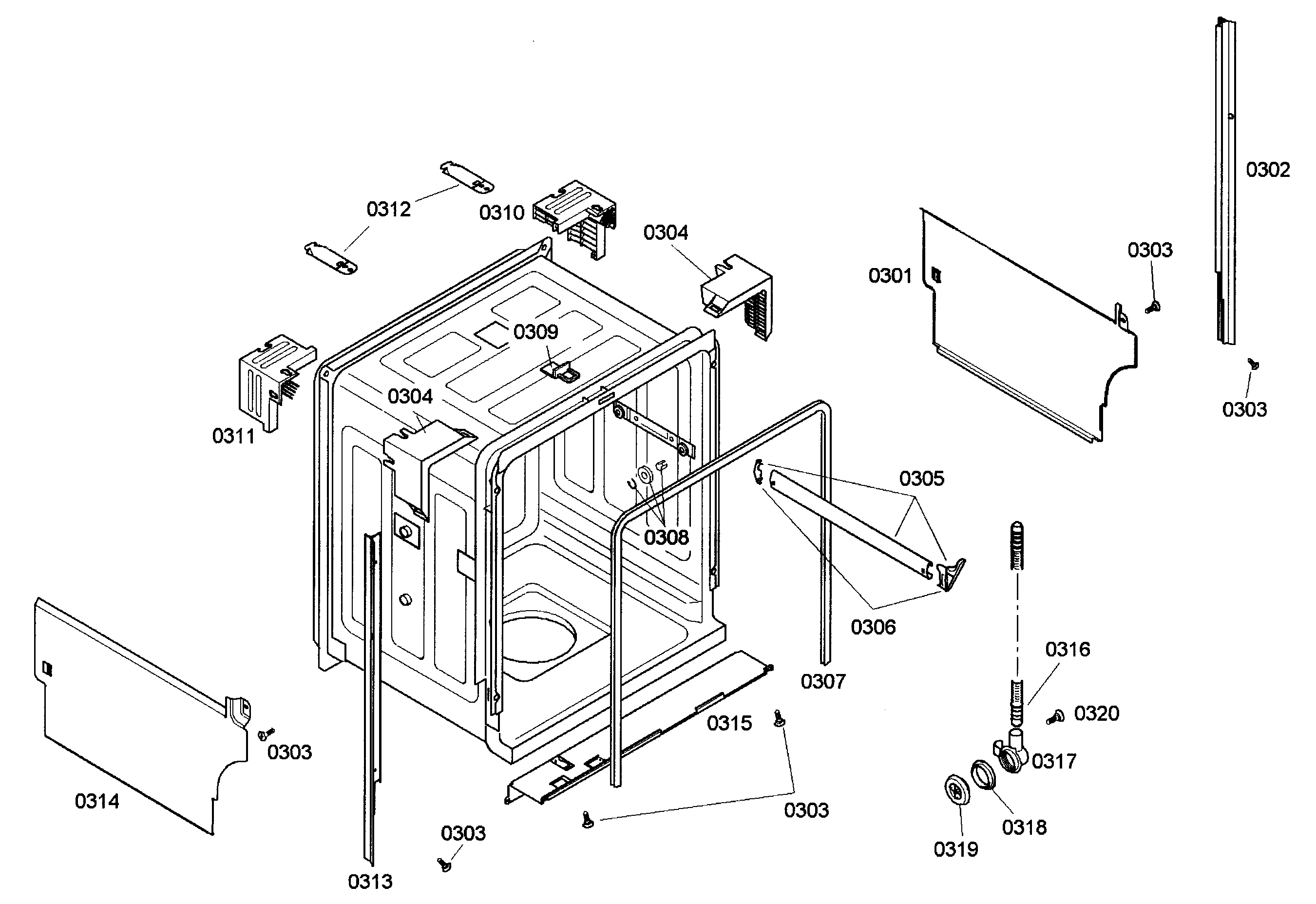 Bosch SHE43C02UC/40 cabinet diagram