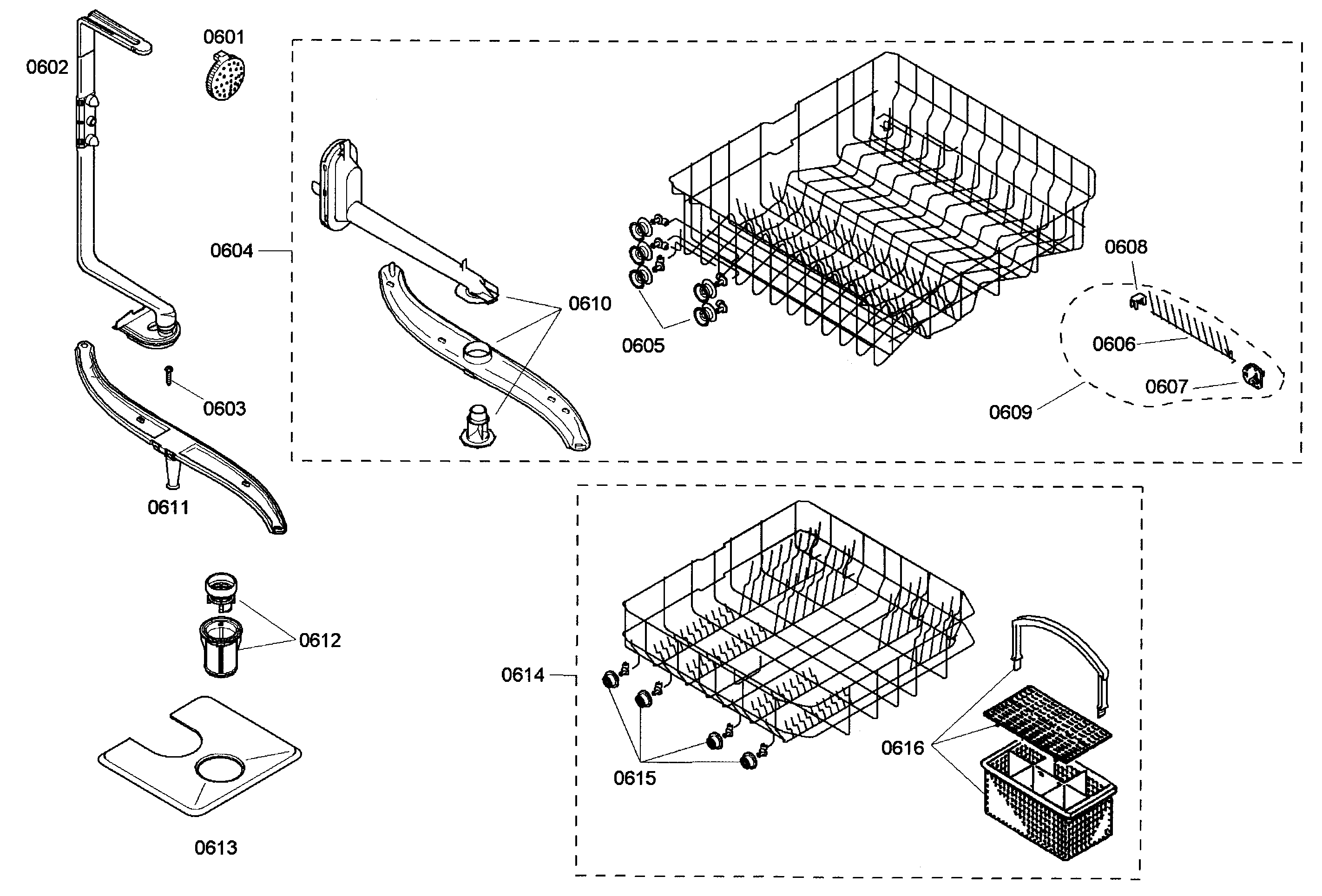 Bosch SHE43C02UC/40 baskets diagram
