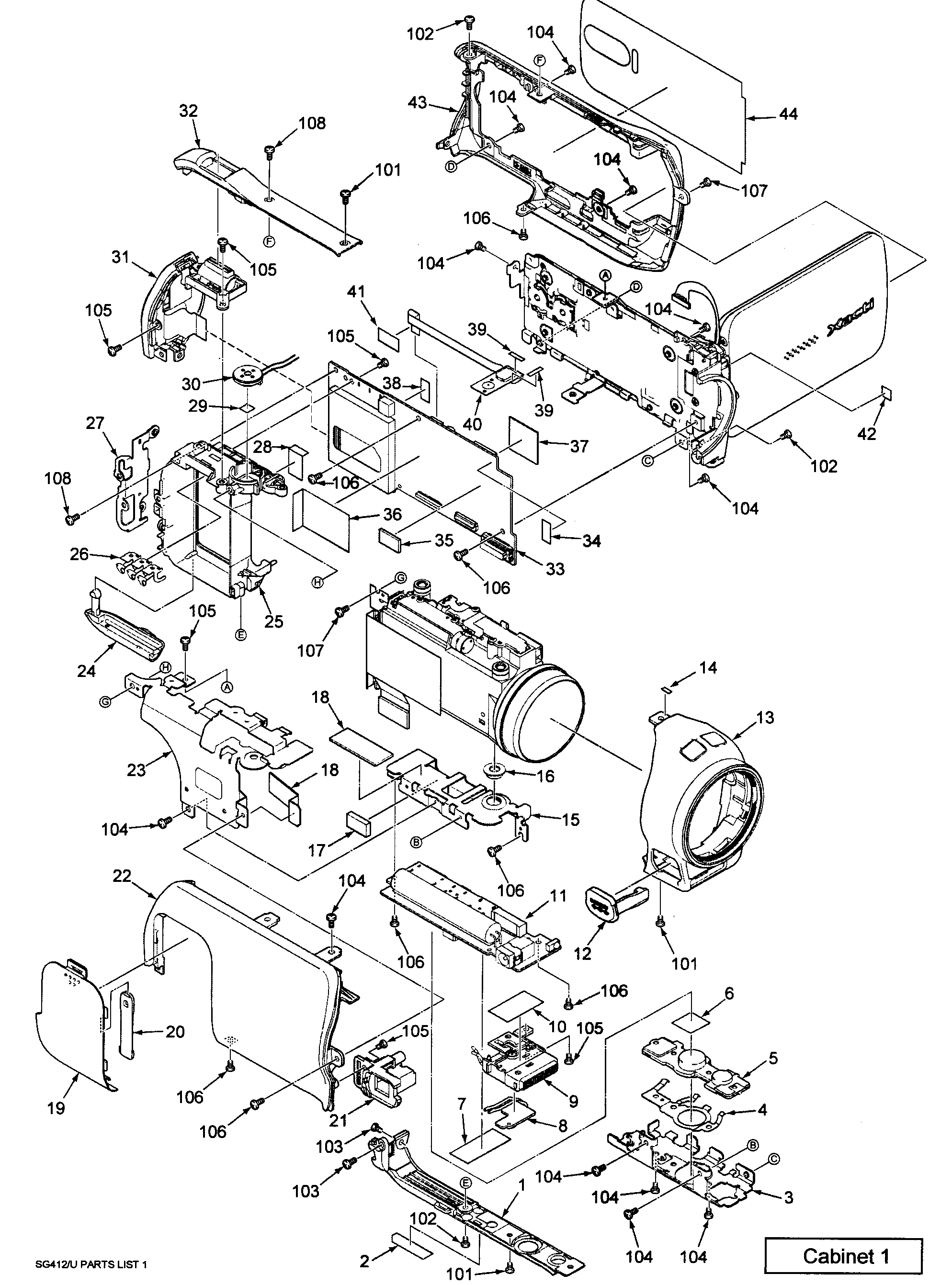 Sanyo VPC-SH1BK cabinet 1 diagram