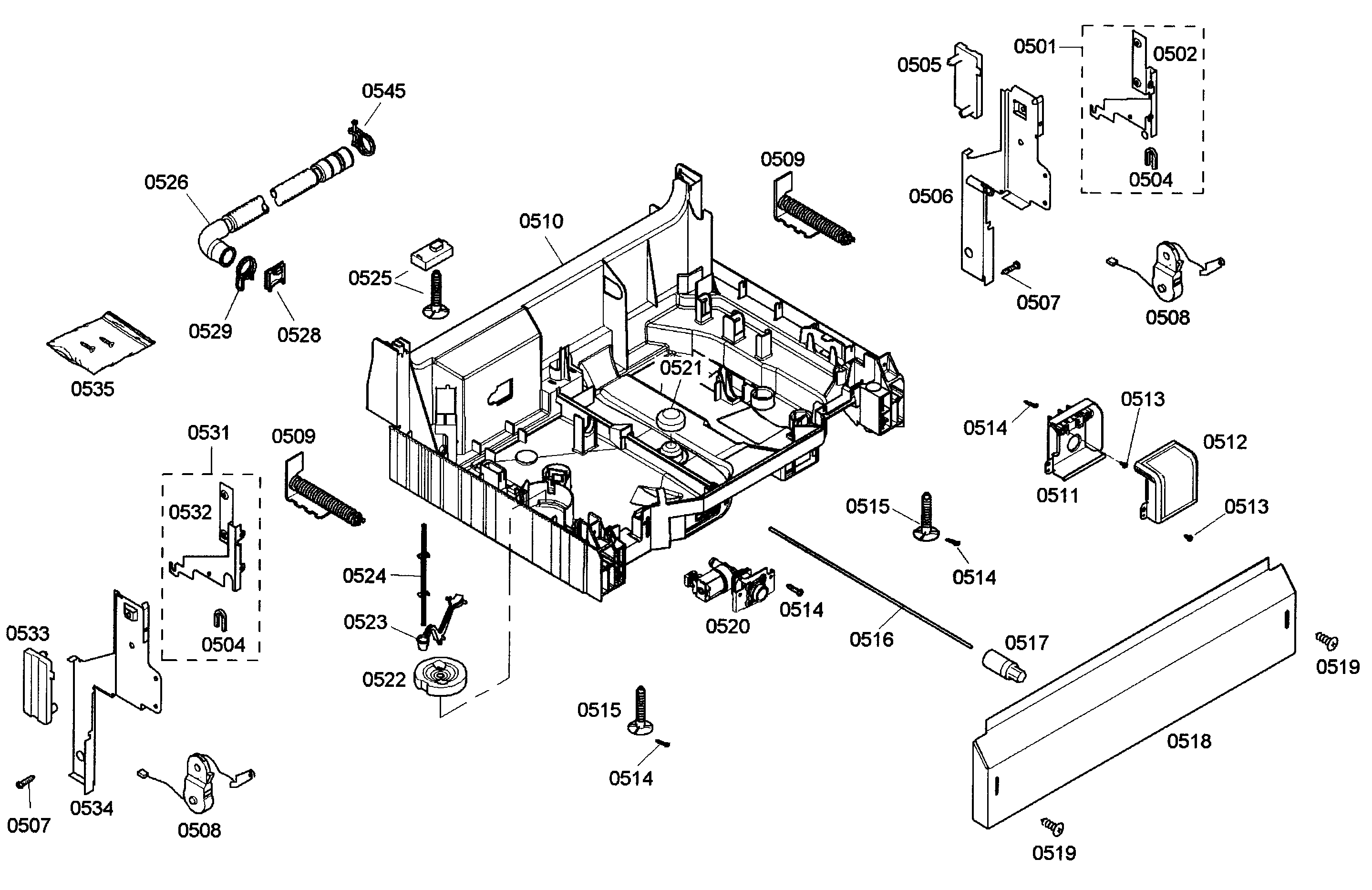 Bosch SHE43M02UC/50 base assy diagram