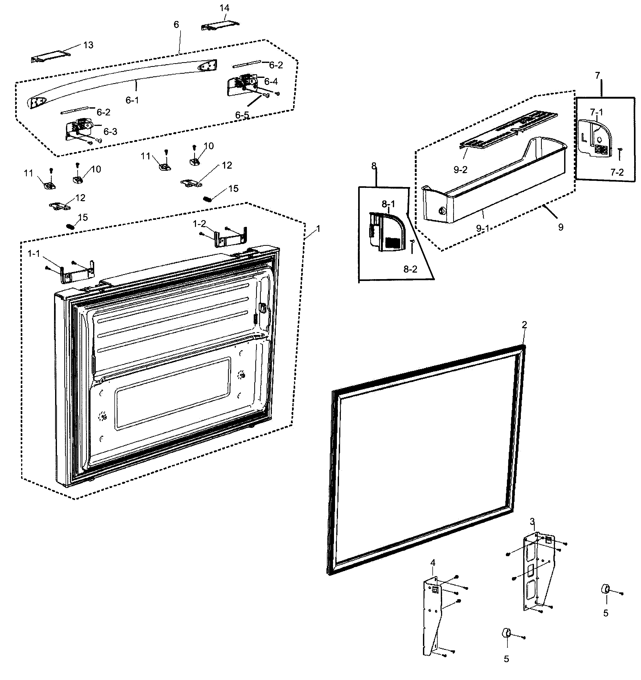 Samsung RF266AEBP/XAA-00 freezer door diagram