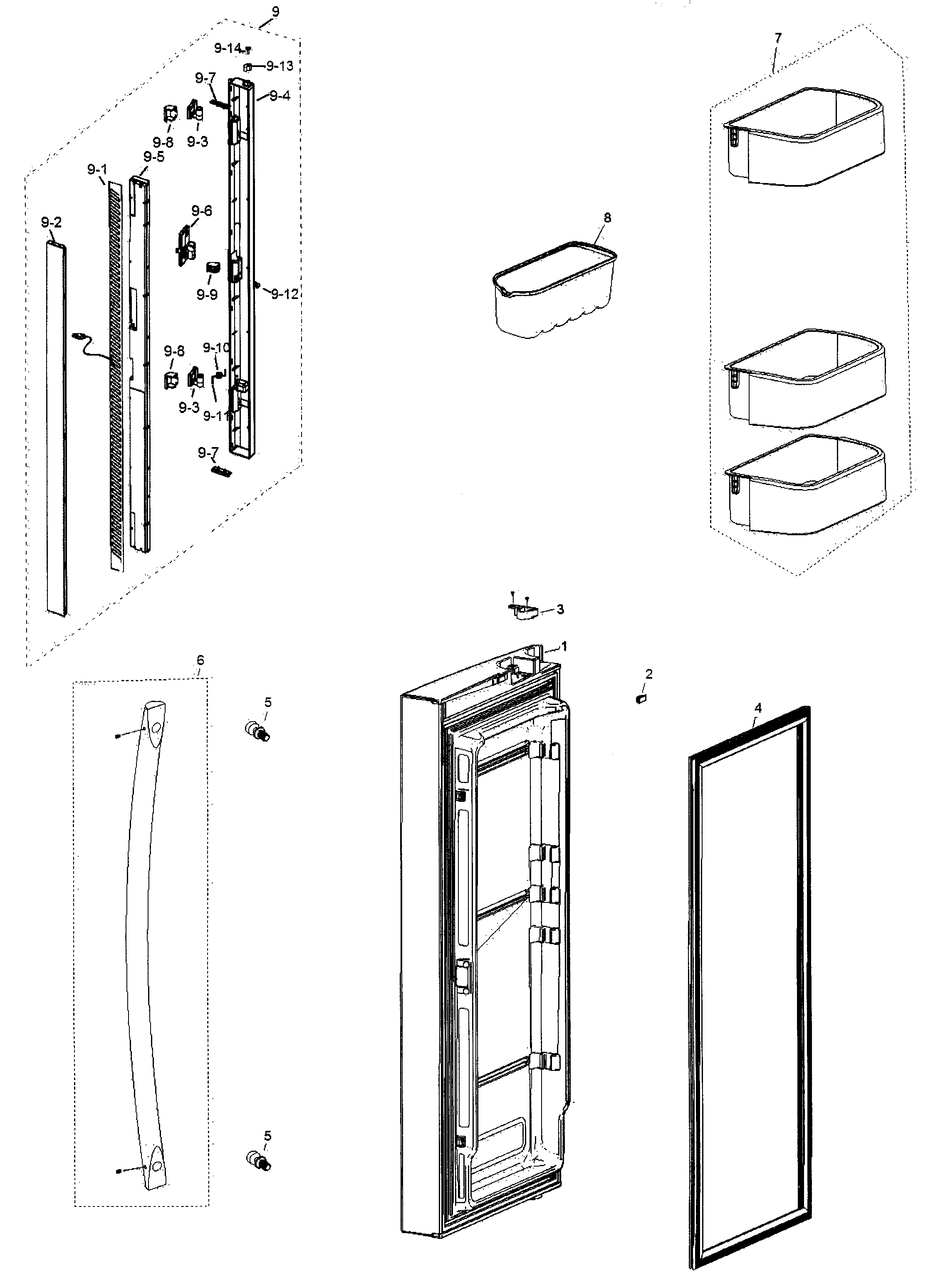 Samsung RF266AEBP/XAA-00 l friger door diagram