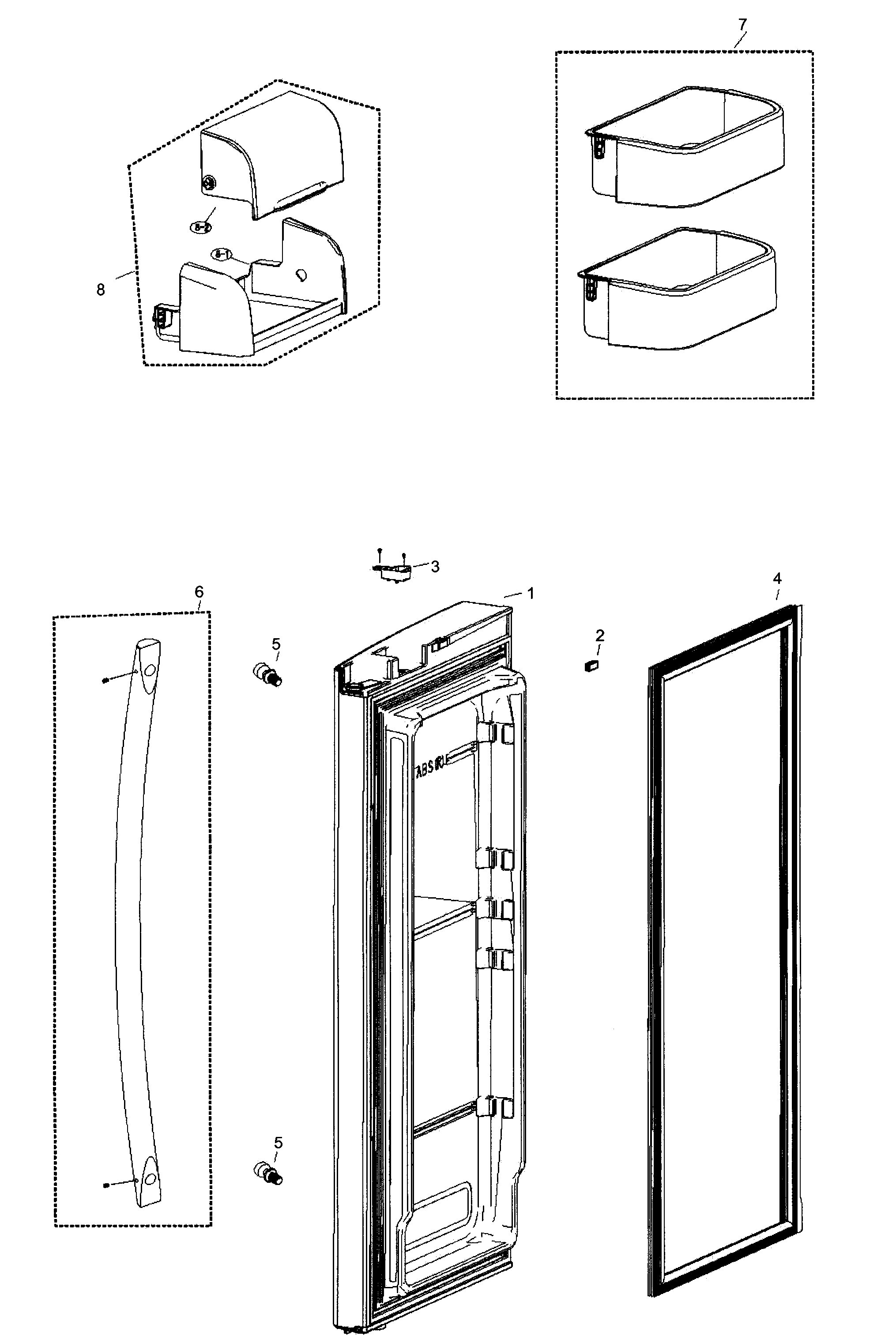 Samsung RF266AEBP/XAA-00 r friger door diagram