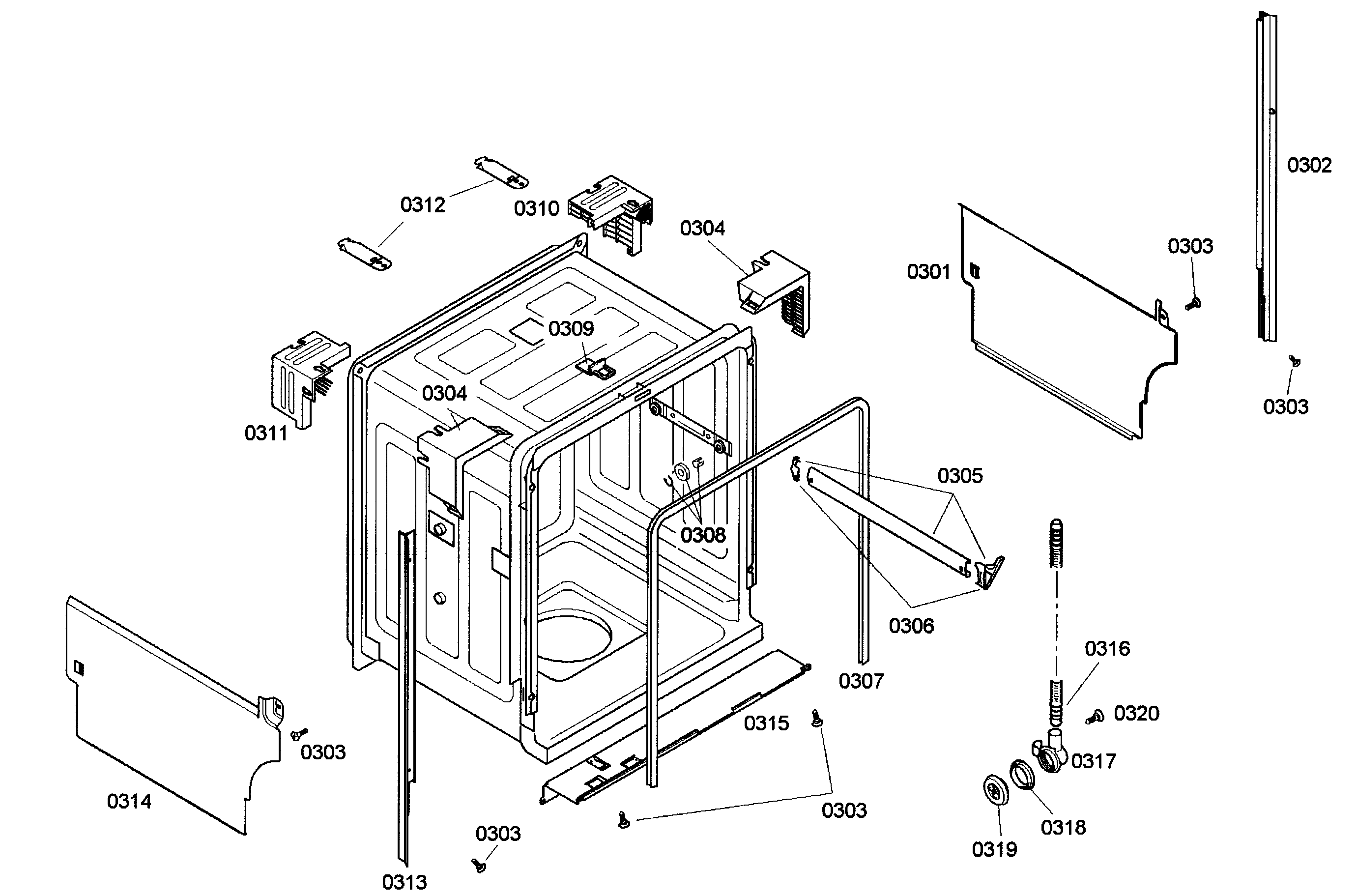 Bosch SHE43C05UC/46 cabinet diagram