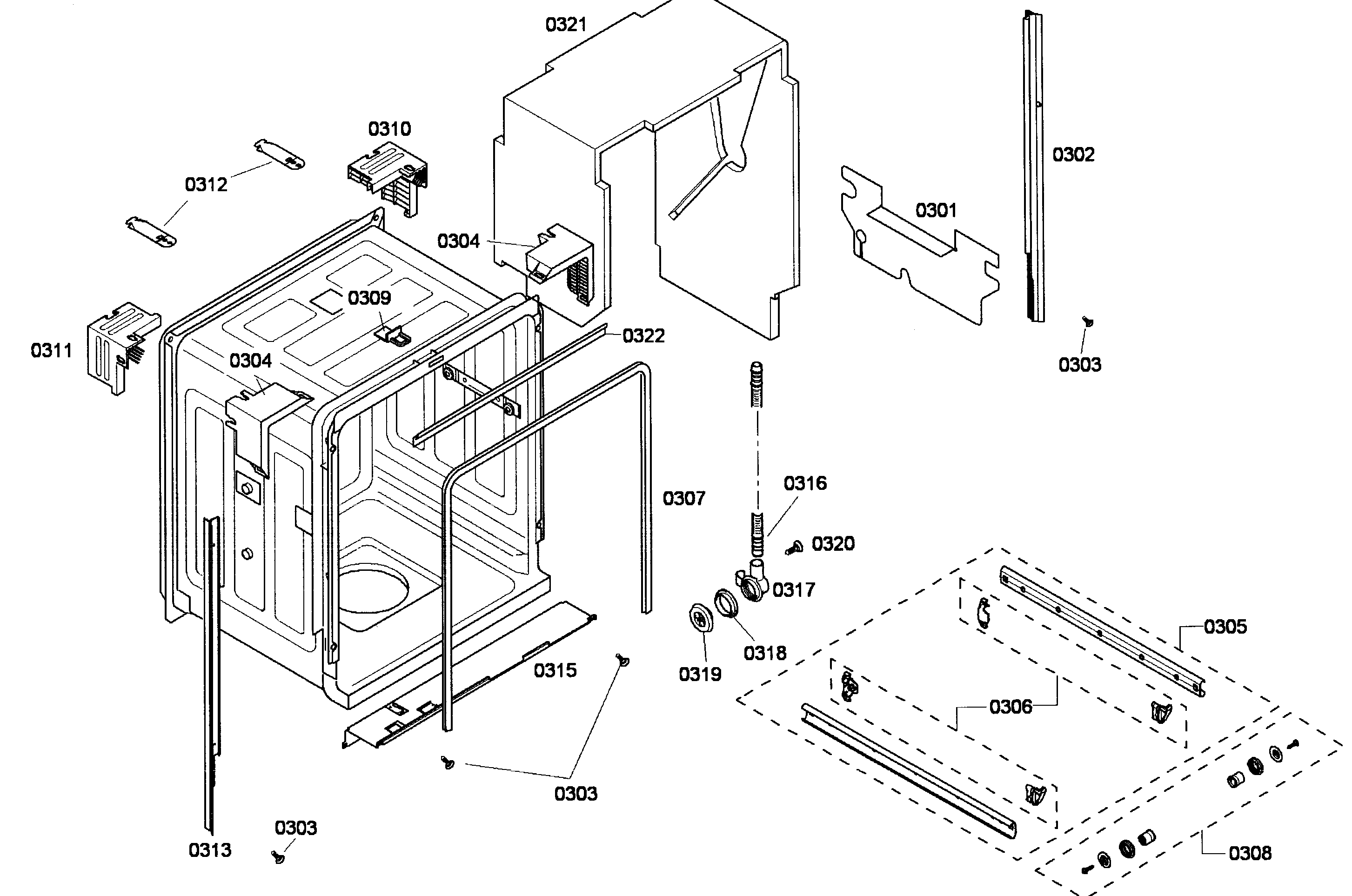 Bosch SHE43P05UC/59 cabinet diagram