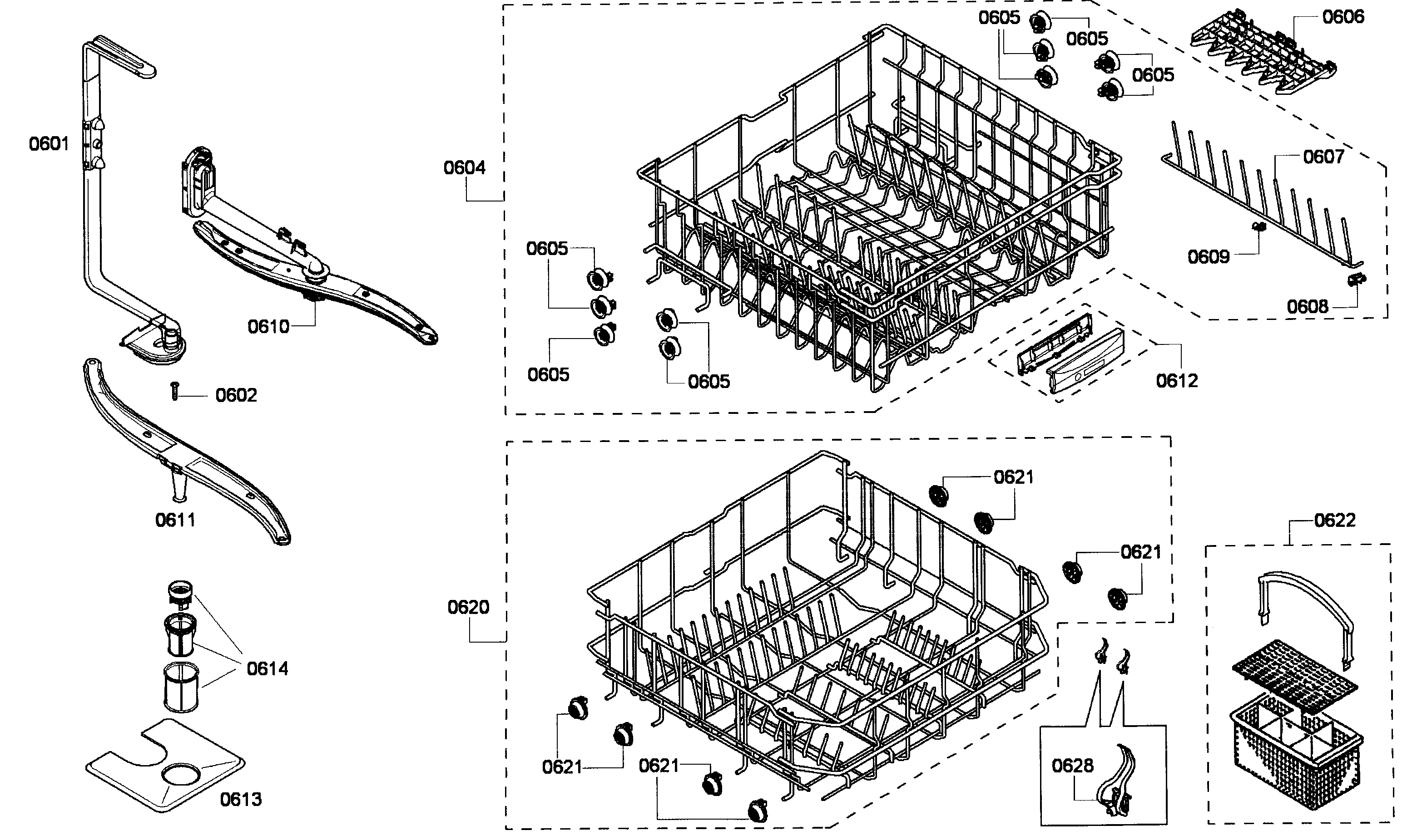 Bosch SHE43P05UC/59 baskets diagram