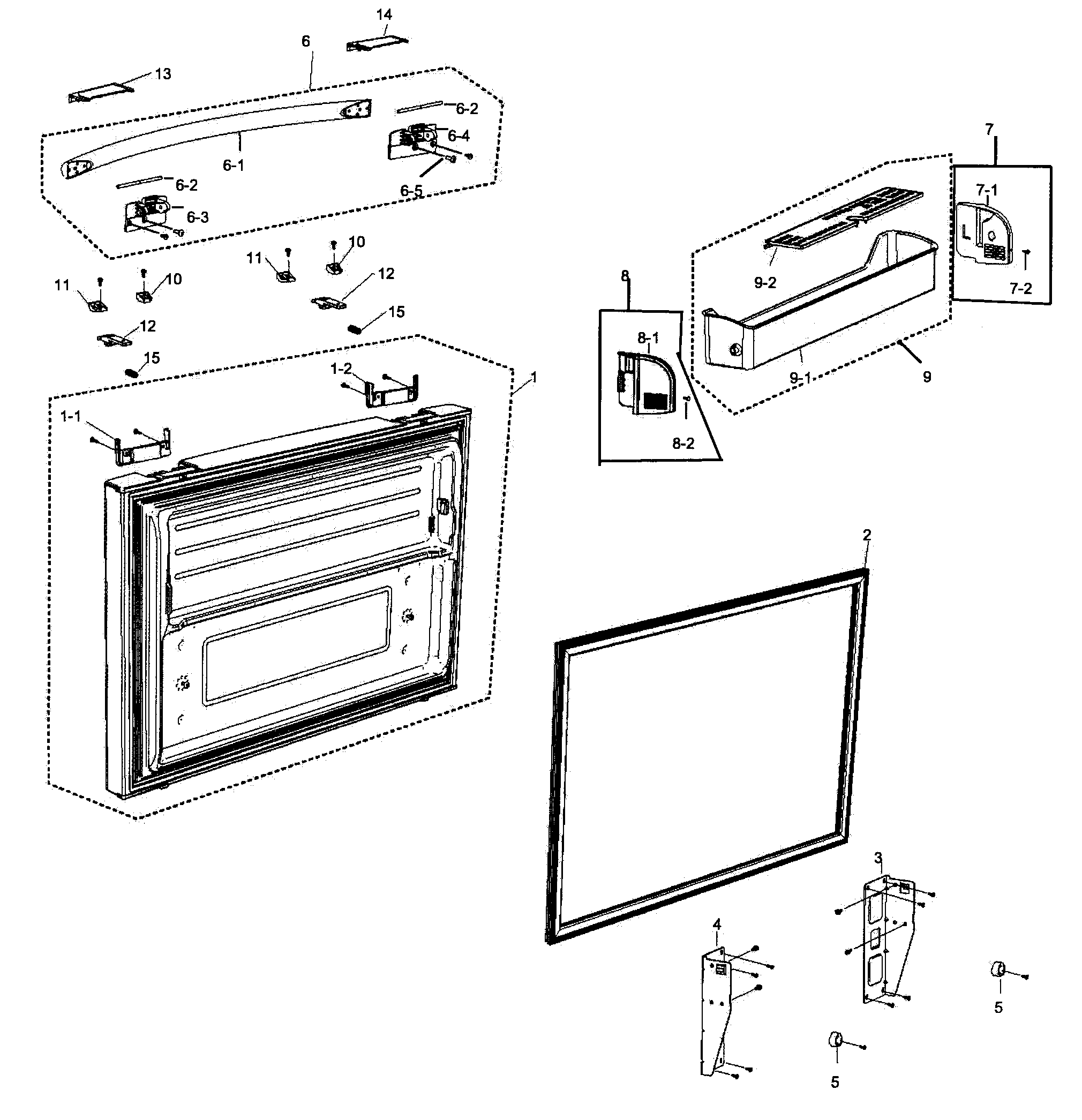 Samsung RF266AEWP/XAA-00 freezer door diagram