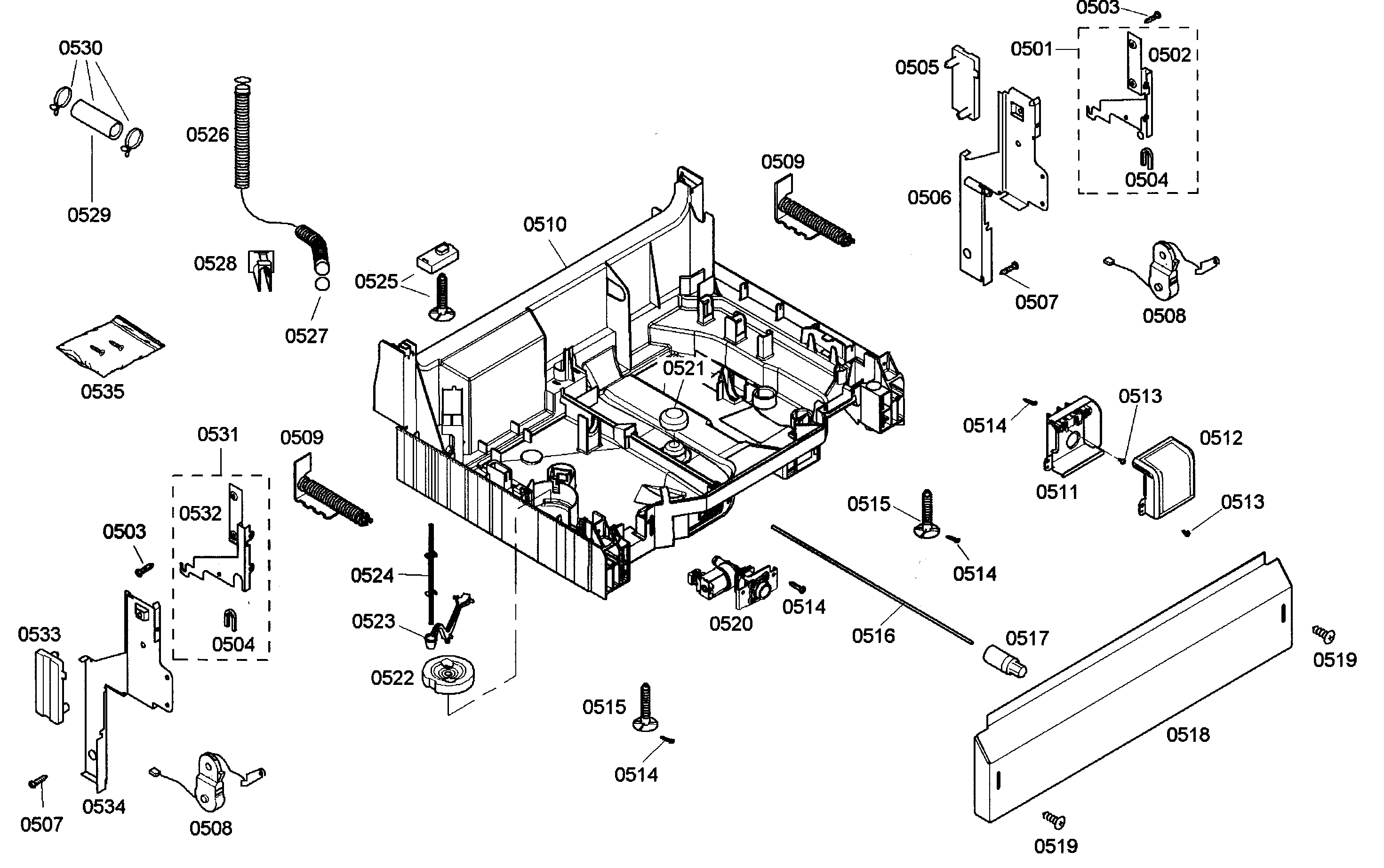 Bosch SHE43M06UC/47 base assy diagram