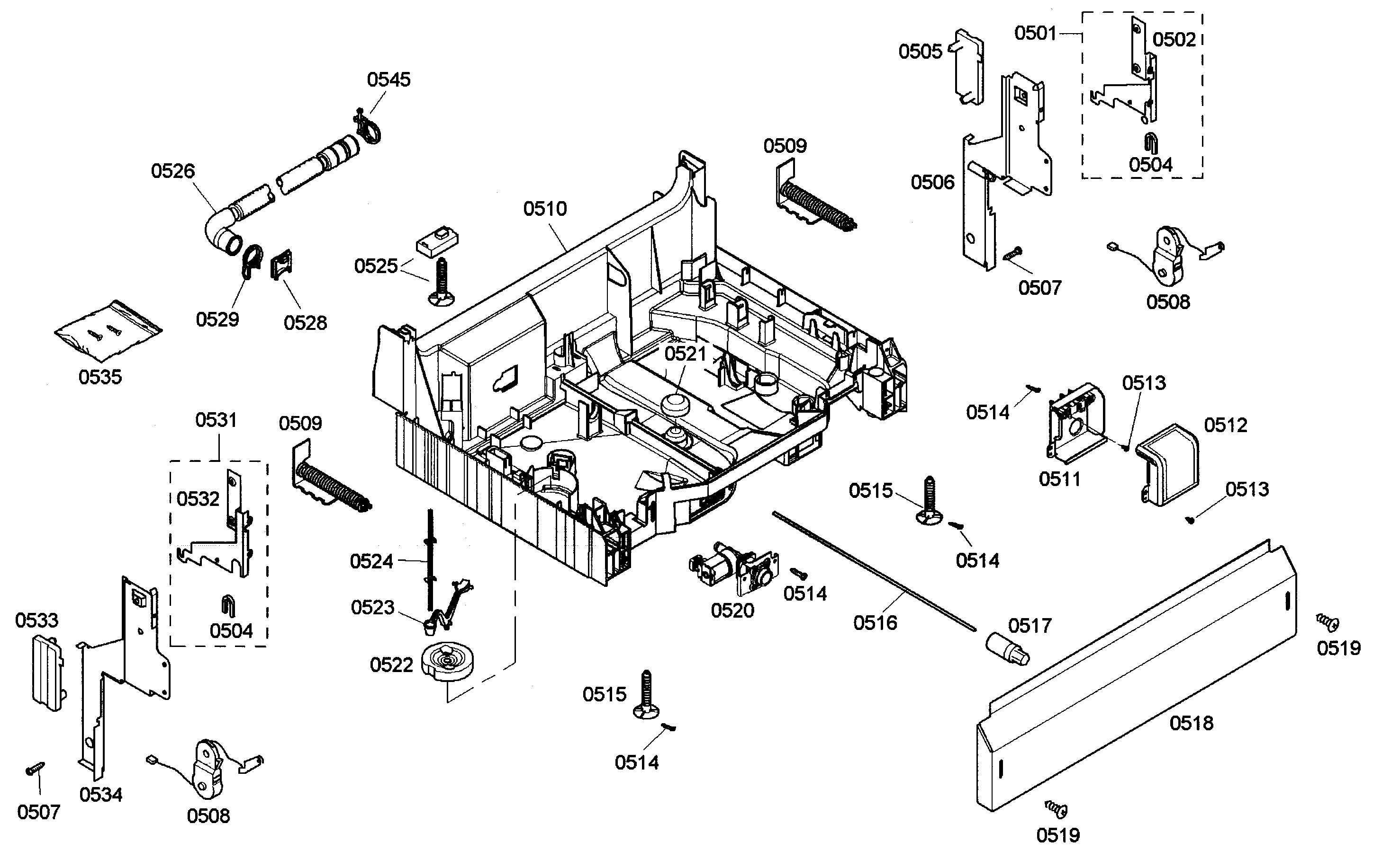 Bosch SHE43M06UC/50 base assy diagram