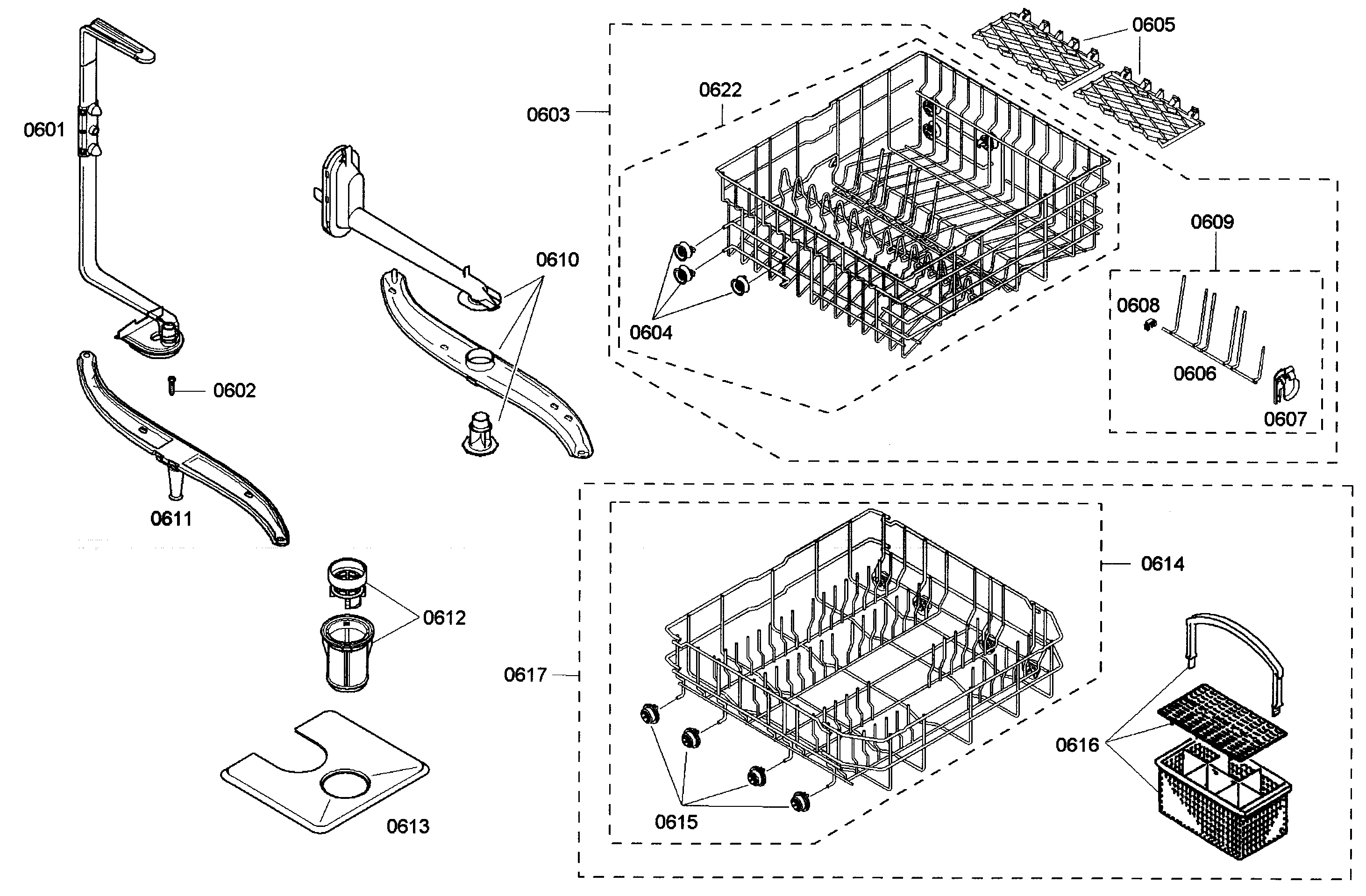 Bosch SHE43M06UC/50 baskets diagram