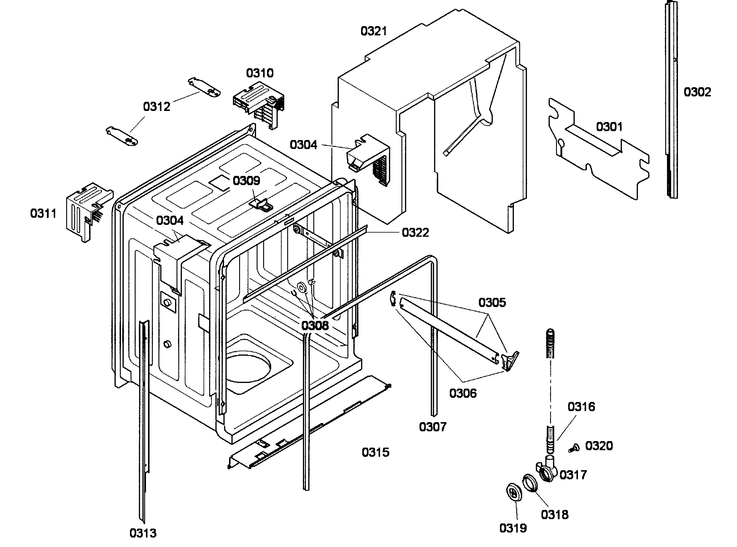 Bosch SHE43M06UC/53 cabinet diagram