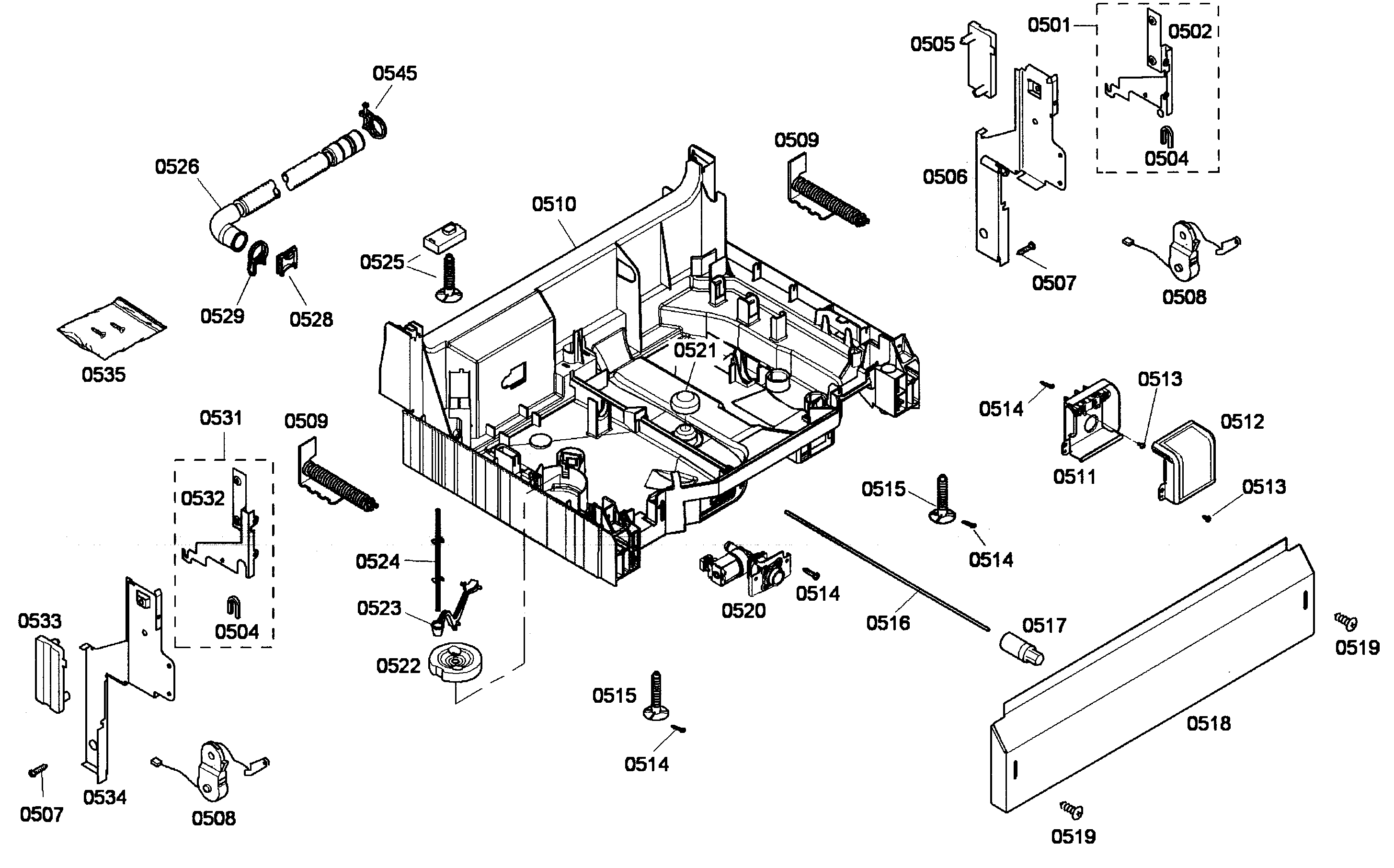 Bosch SHE43M06UC/53 base assy diagram