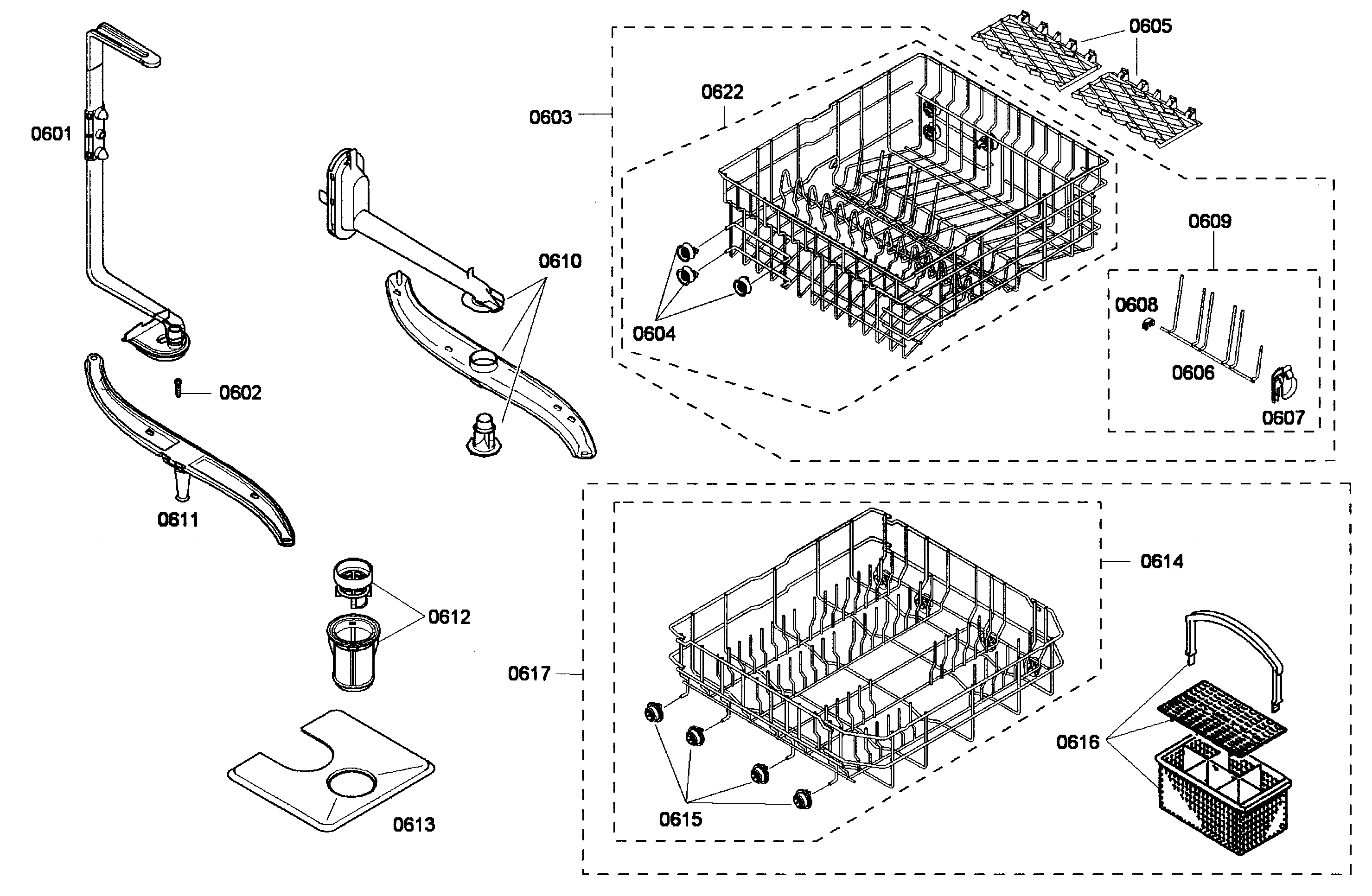 Bosch SHE43M06UC/53 baskets diagram