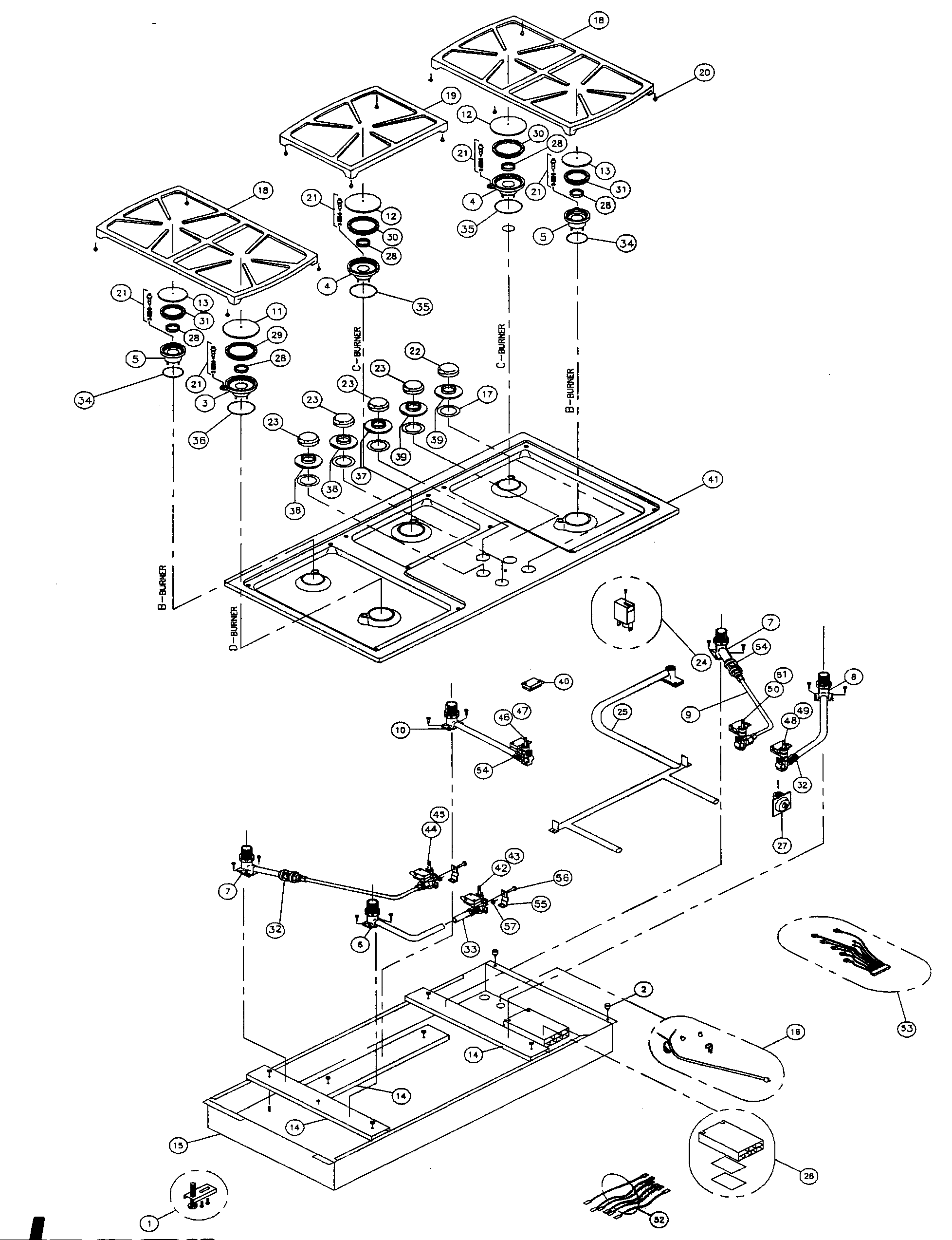 Dacor SGM365 cabinet parts diagram