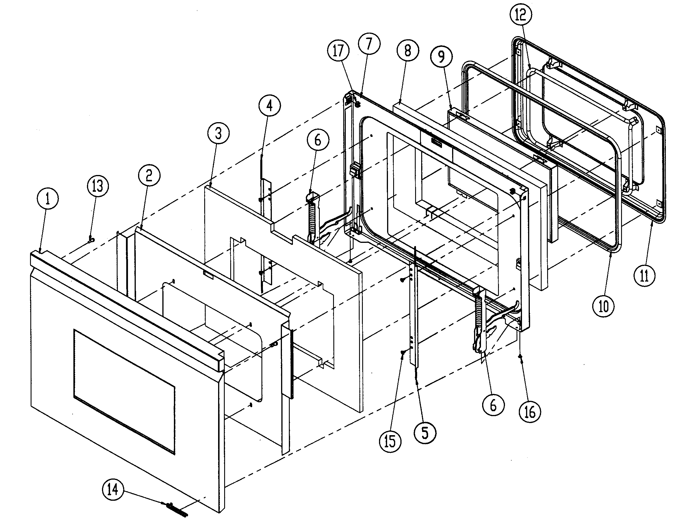 Dacor DO130 door assy diagram