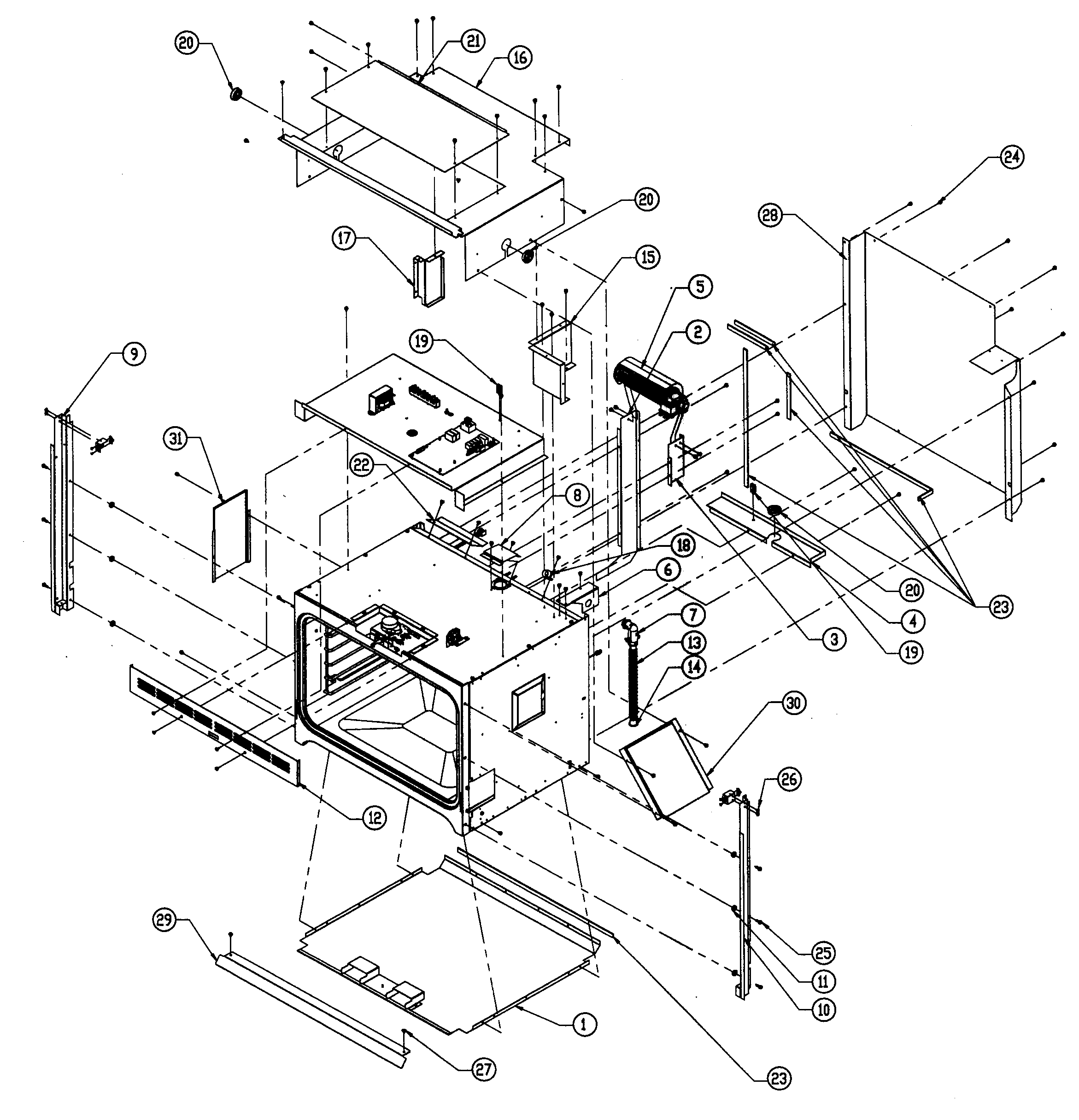 Dacor DO130 cabinet diagram