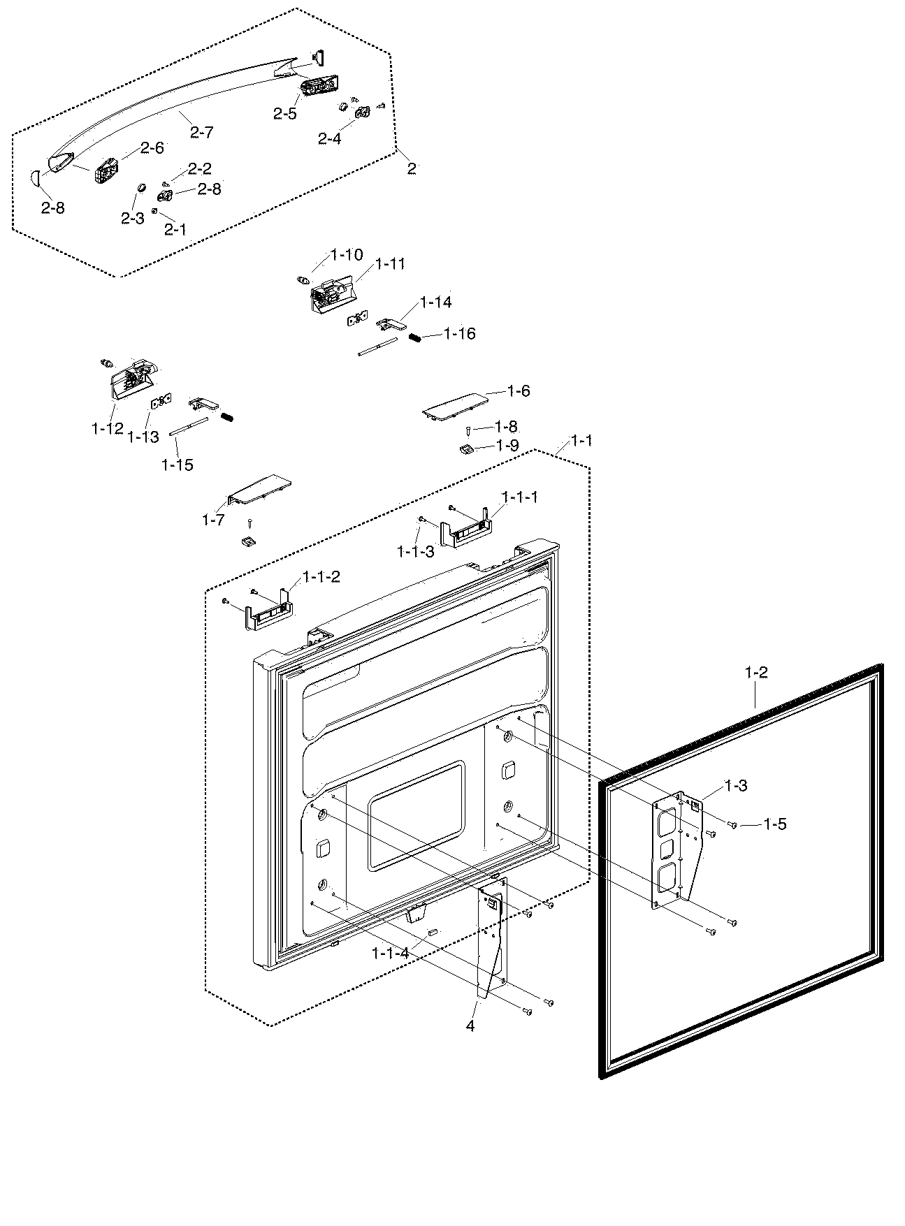 Samsung RF217ACPN/XAA-00 freezer door diagram