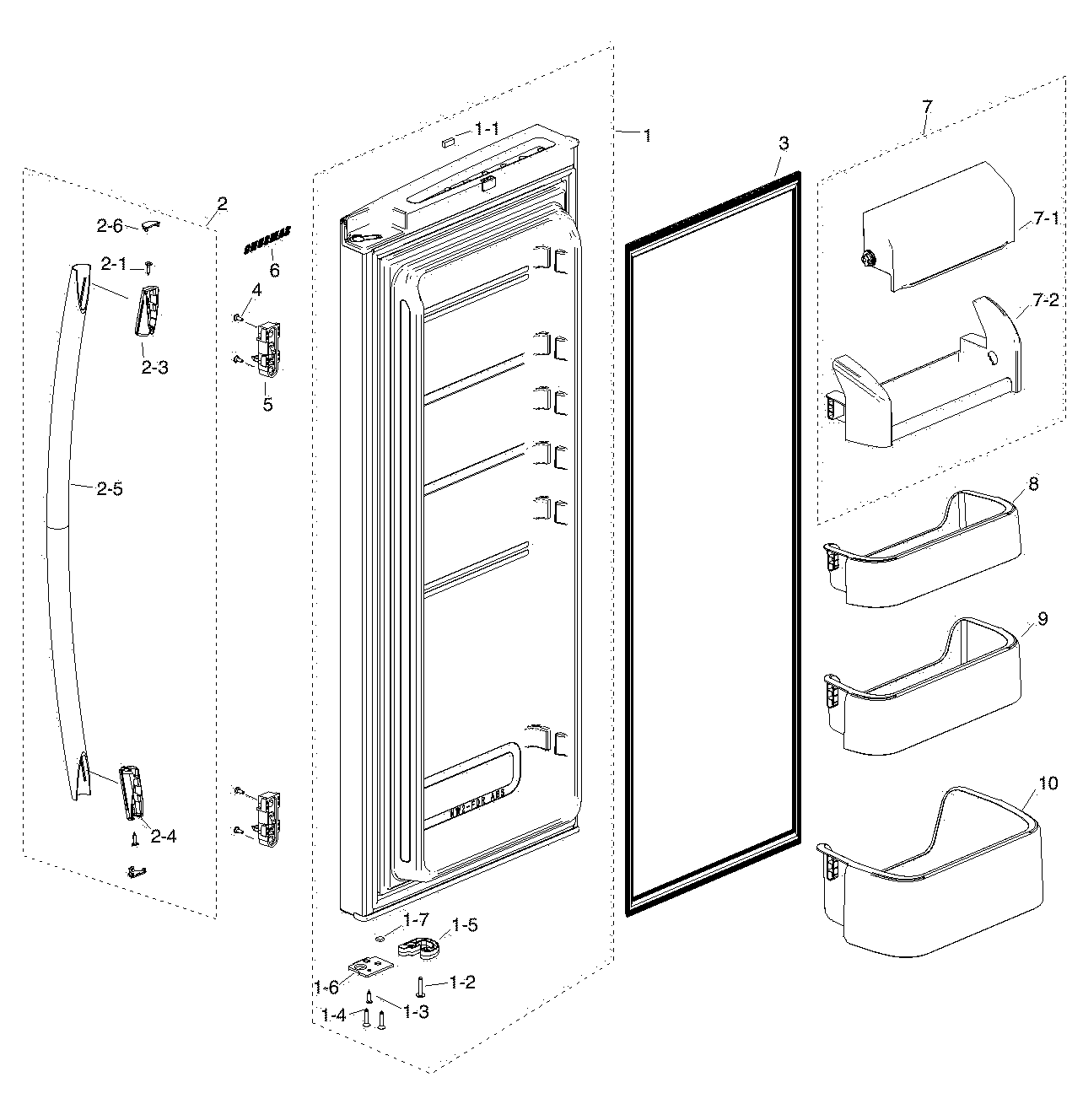 Samsung RF217ACPN/XAA-00 refrig r door diagram