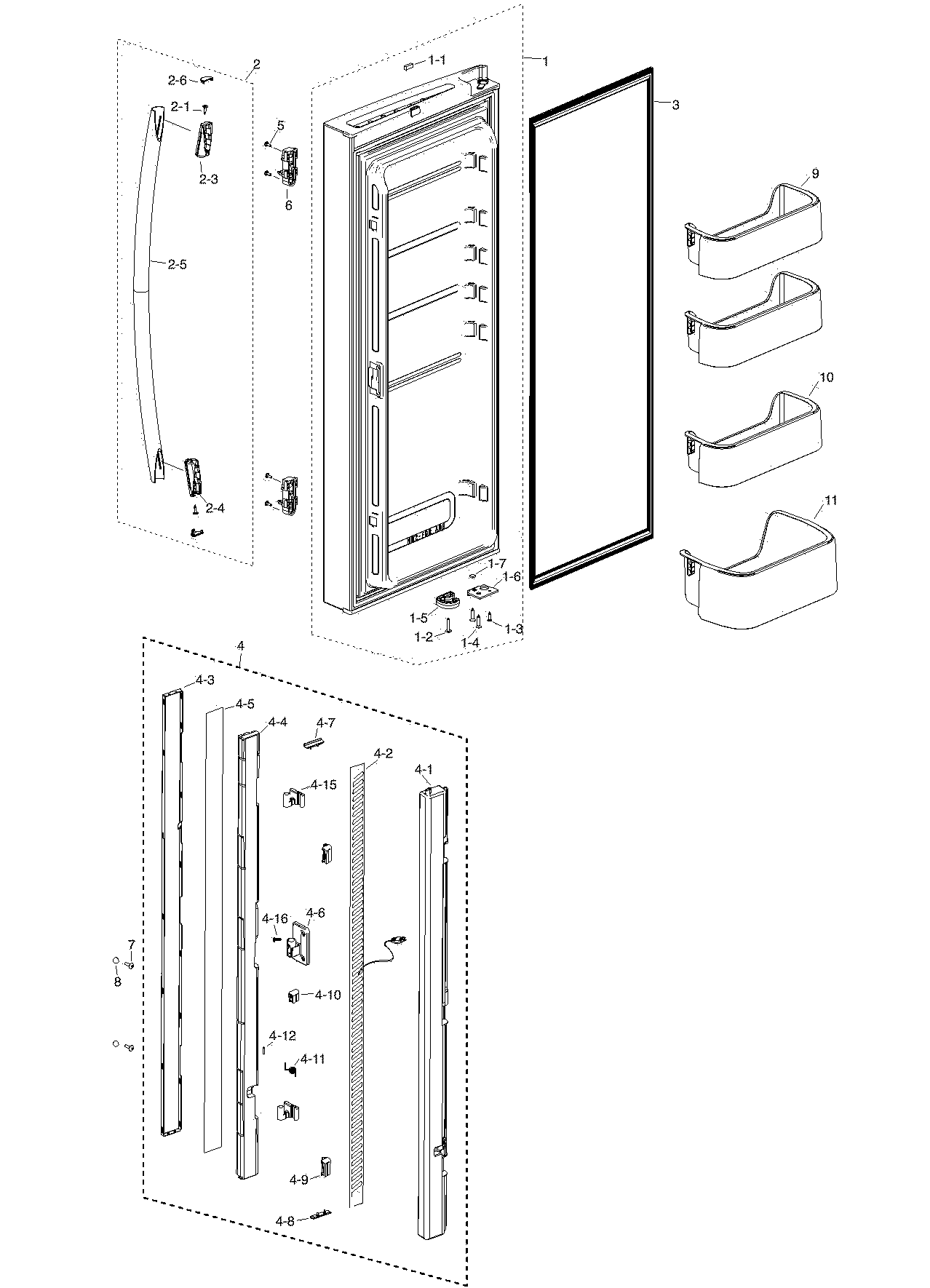 Samsung RF217ACWP/XAA-00 refrig l door diagram