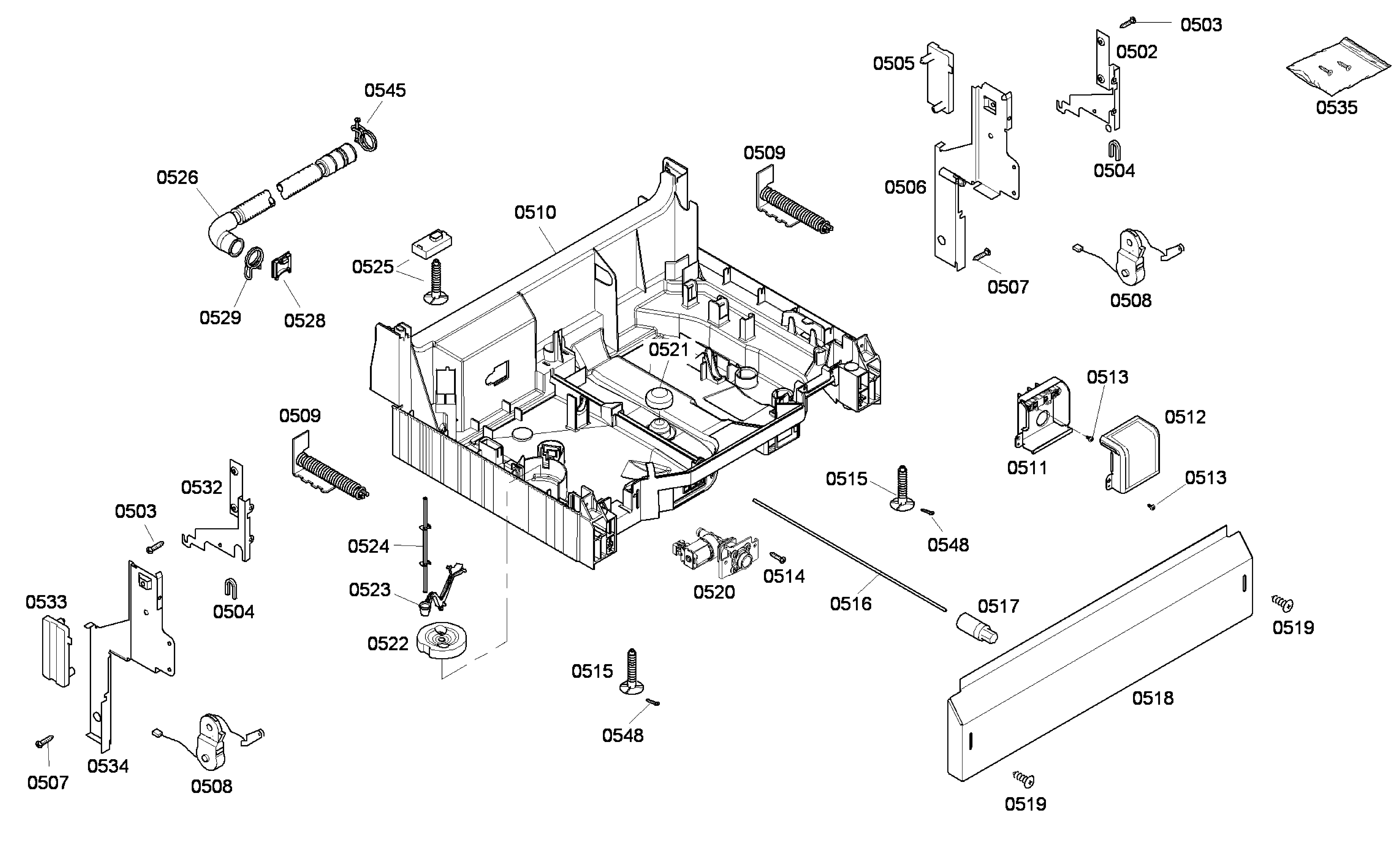 Bosch SHE43P06UC/60 base assy diagram