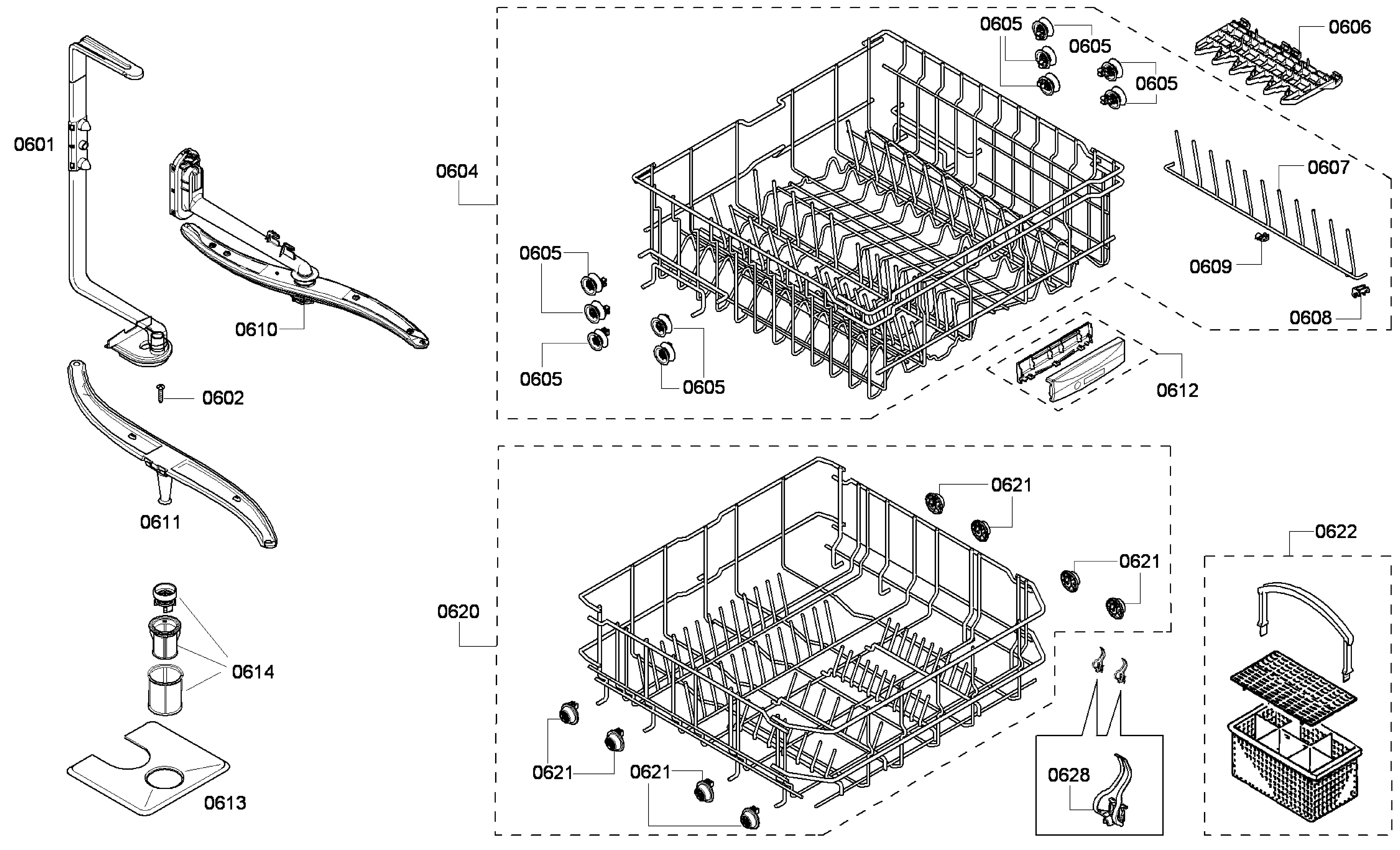 Bosch SHE43P06UC/60 baskets diagram