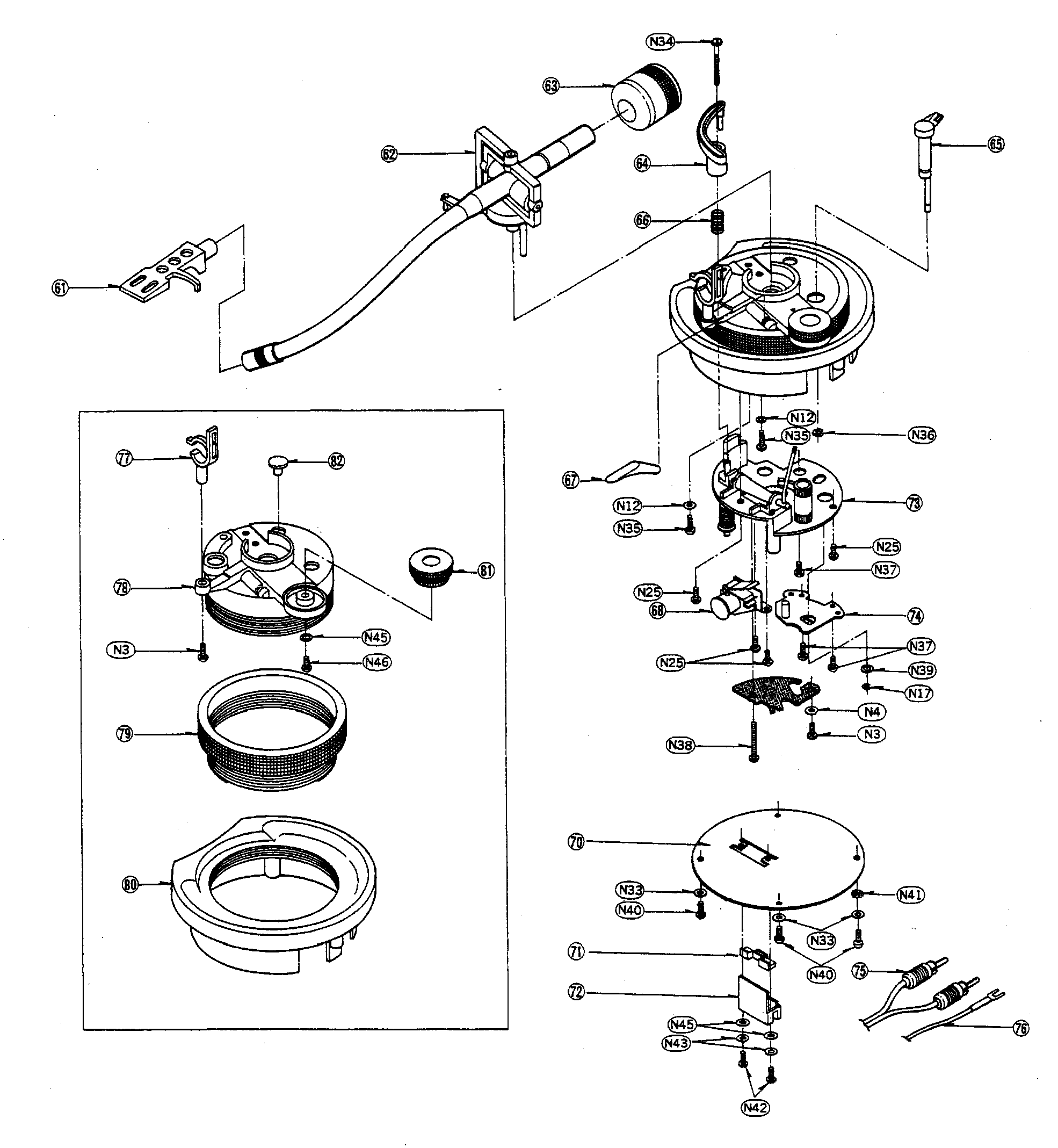 Technics SL-1200MK2M tonearm asst diagram