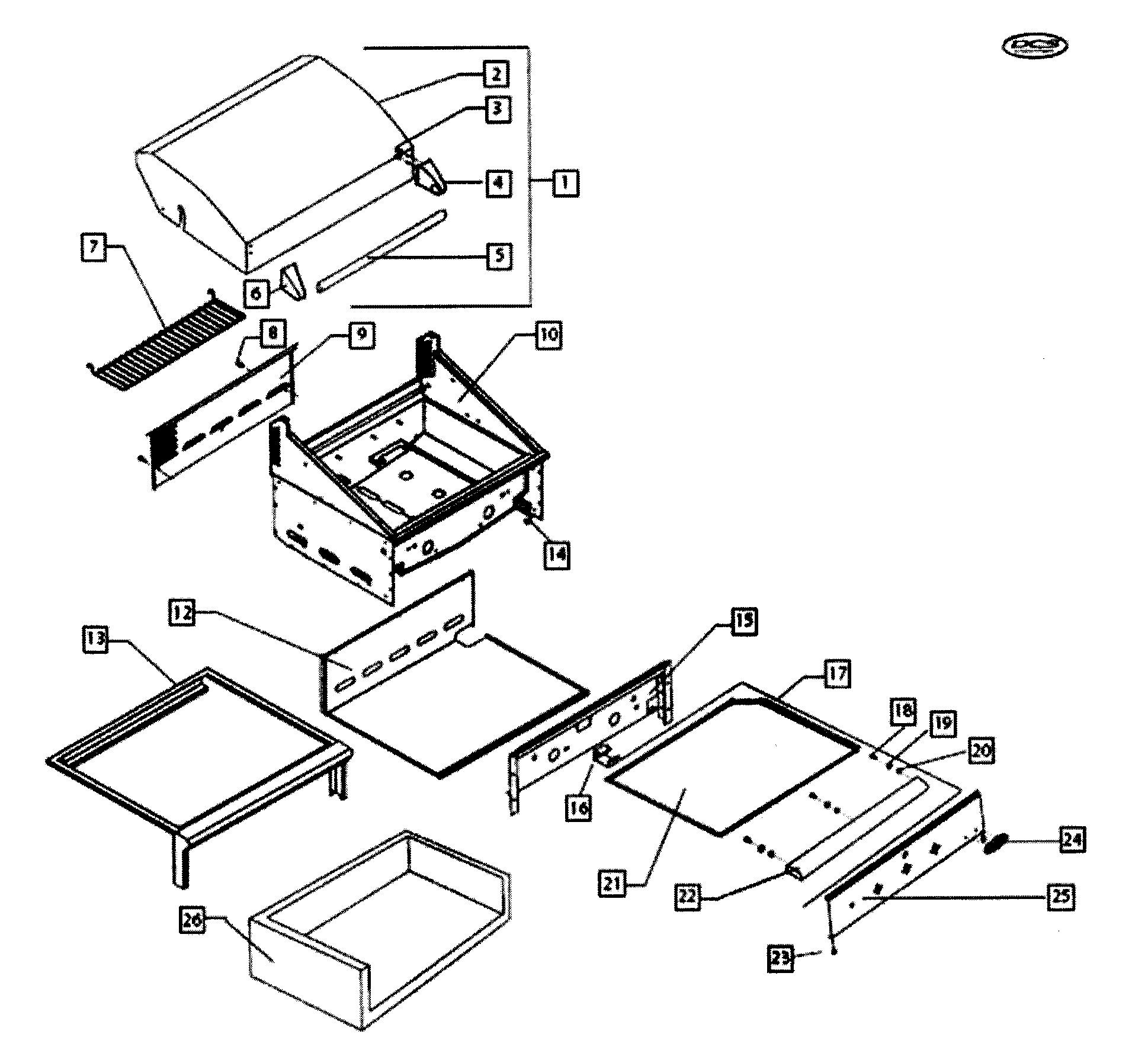 DCS BGB30-BQRN-70004A grill body diagram