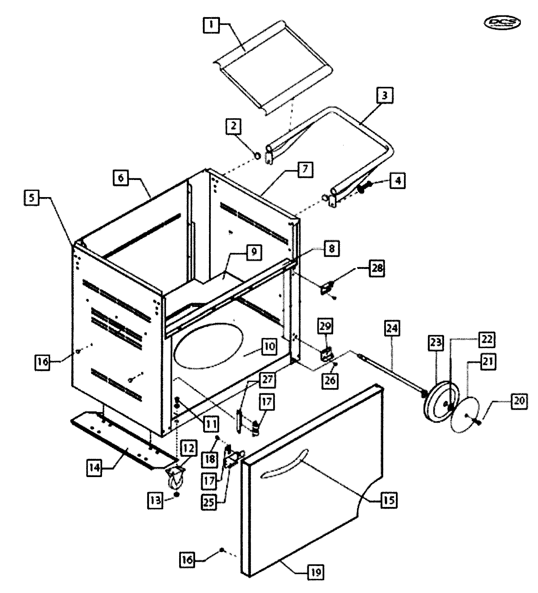 DCS BGB30-BQRN-70004A cart assy diagram