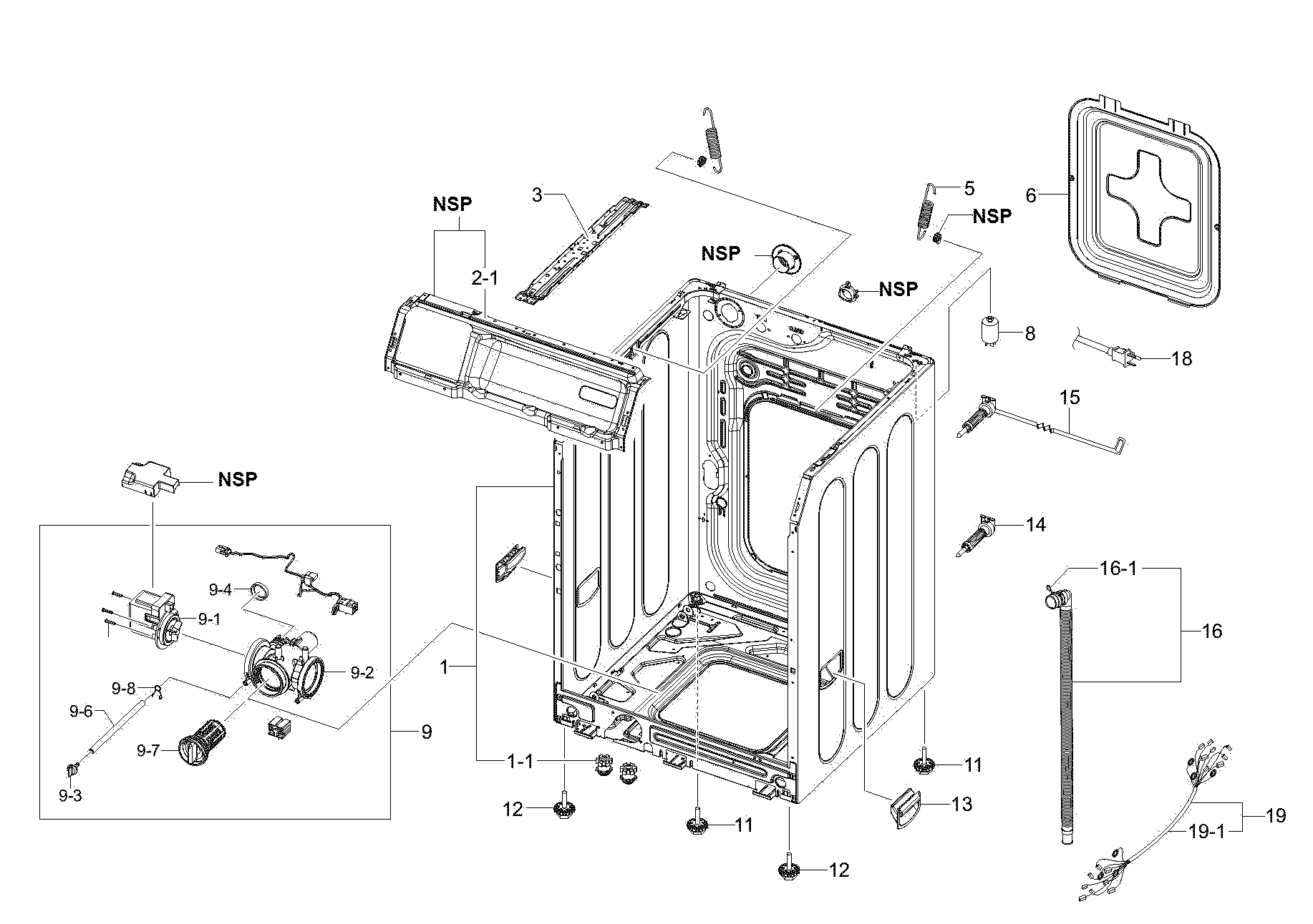 Kenmore 40249032010 frame assy diagram