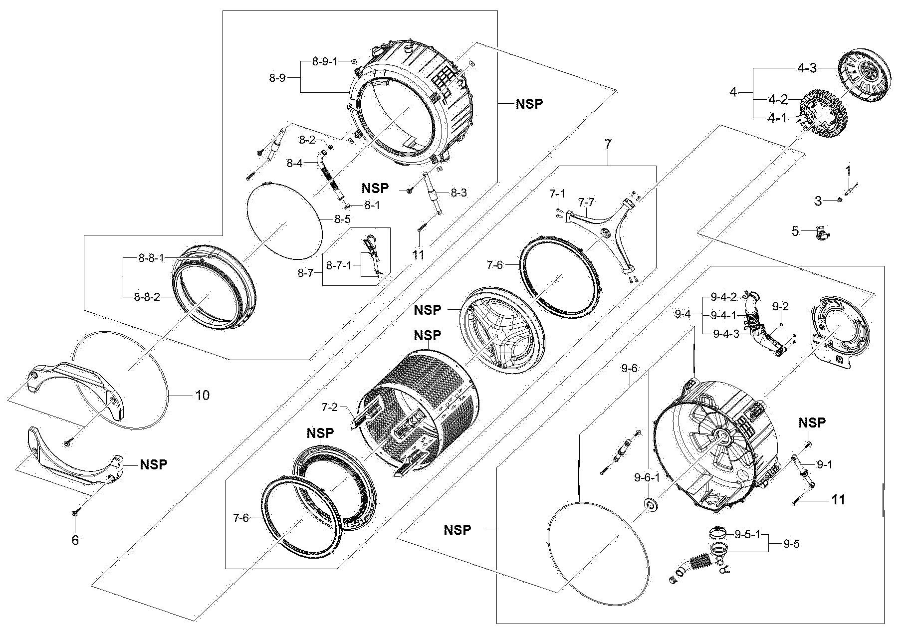 Kenmore 40249032010 tub assy diagram